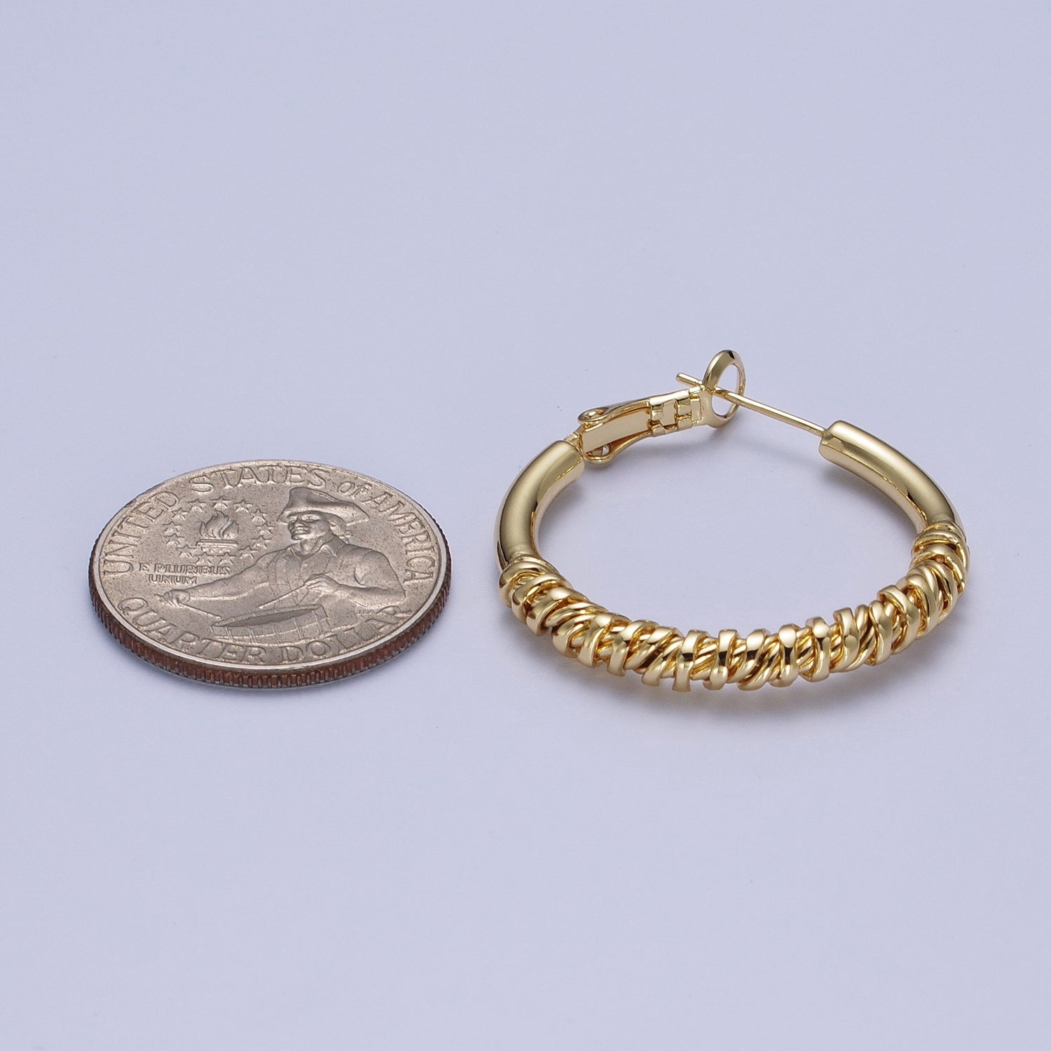Gold / Silver Round Half Spiral Cord Geometric Hoops Earrings | G463 G464 - DLUXCA