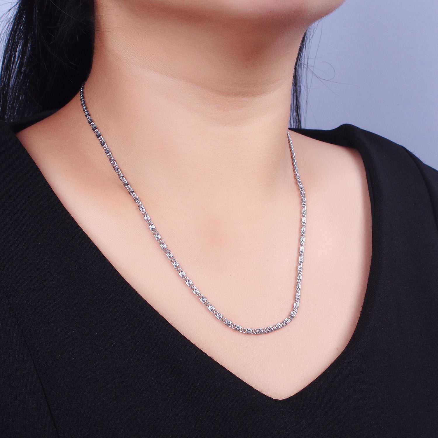 Gold Filled 2.6mm Gold & Silver Scroll Chain in 16, 18, 20 Inch Length Necklace | WA-1486, WA-1482, WA-1488 - DLUXCA