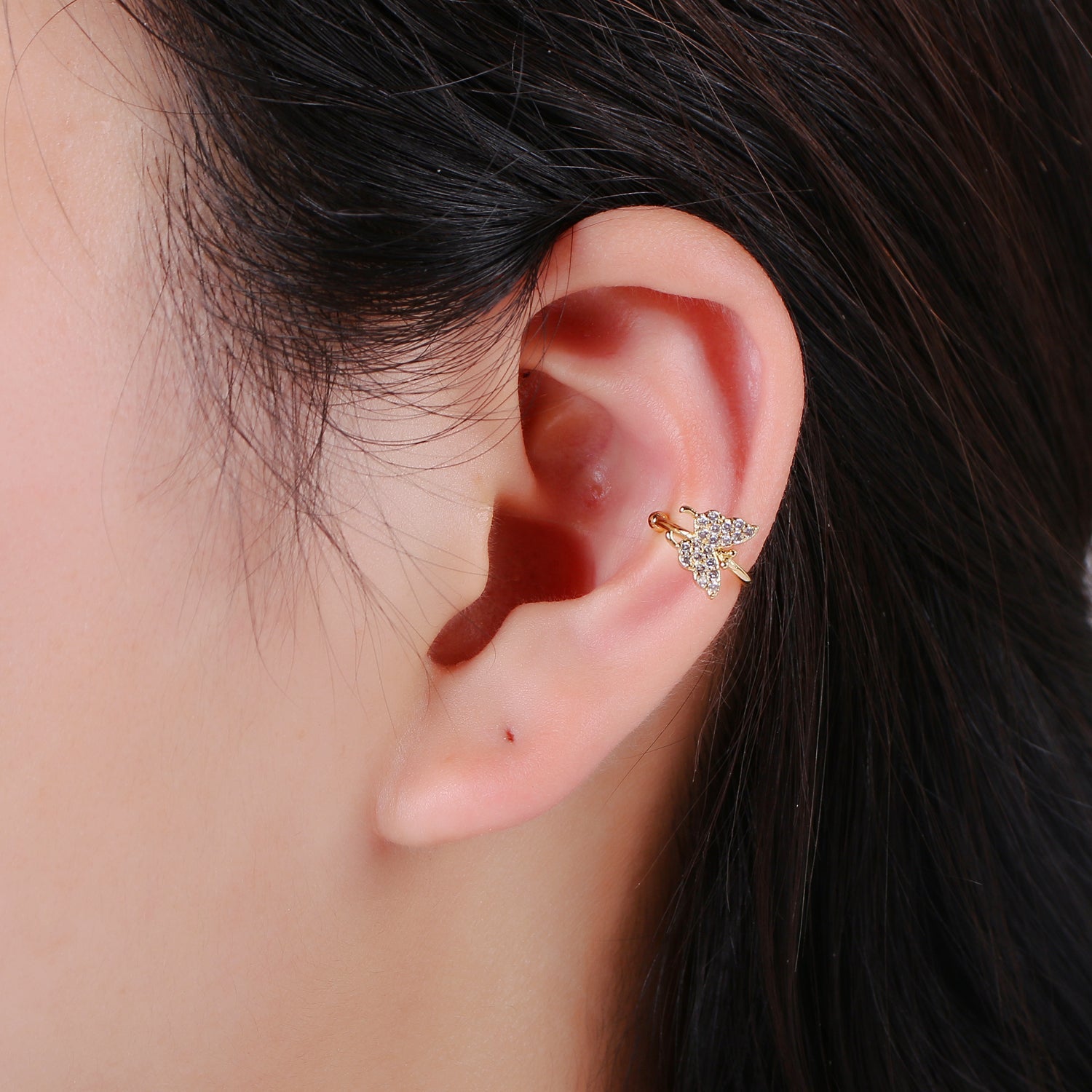 Dainty Gold Filled Little Butterfly Earcuffs - G076 - DLUXCA