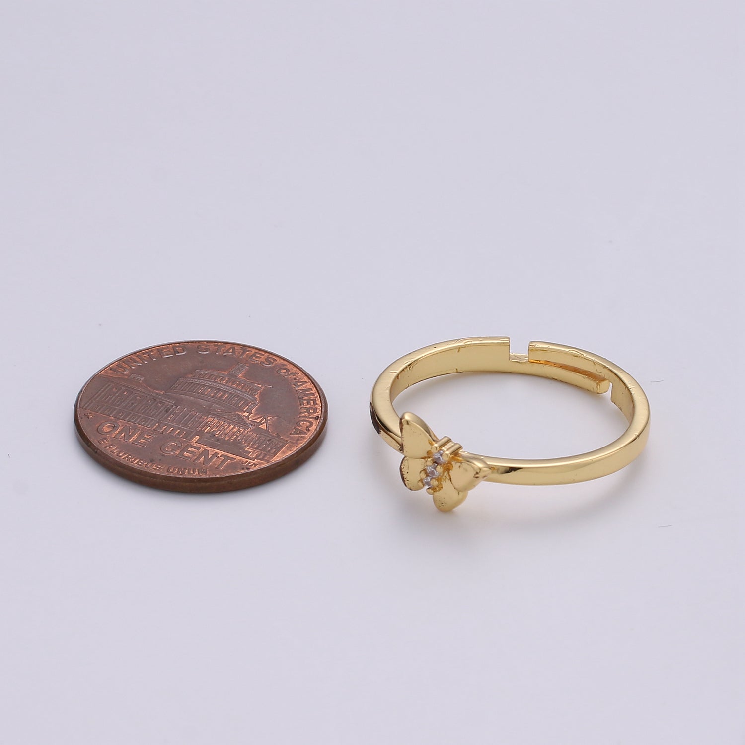 Simple Minimalist Golden Butterfly Gold Filled Adjustable Ring - R035 - DLUXCA