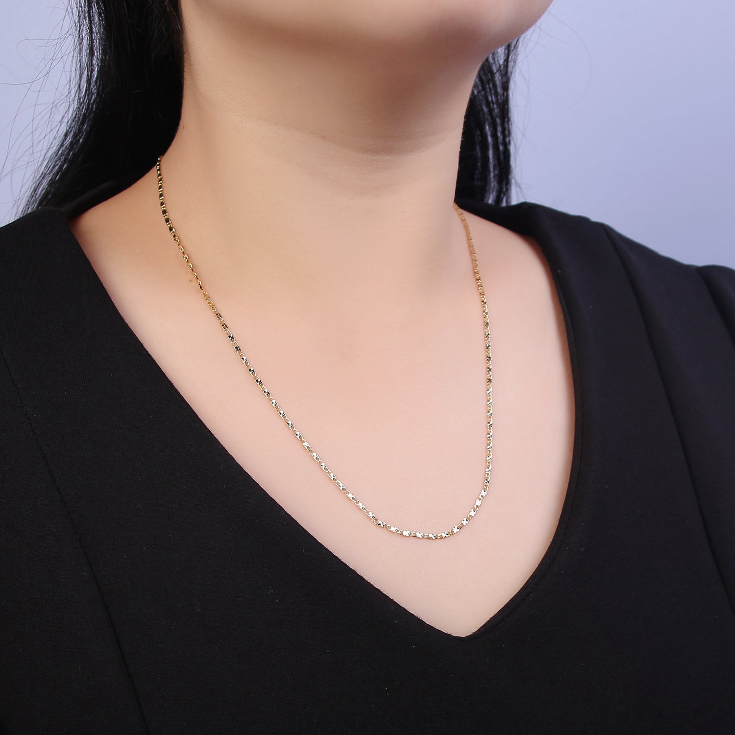 Wholesale Gold Chain Necklace, Fine Scroll Gold Chain, Simple Gold Necklace, Thin Plain Women's Necklace 18" 20" Women Chain - DLUXCA