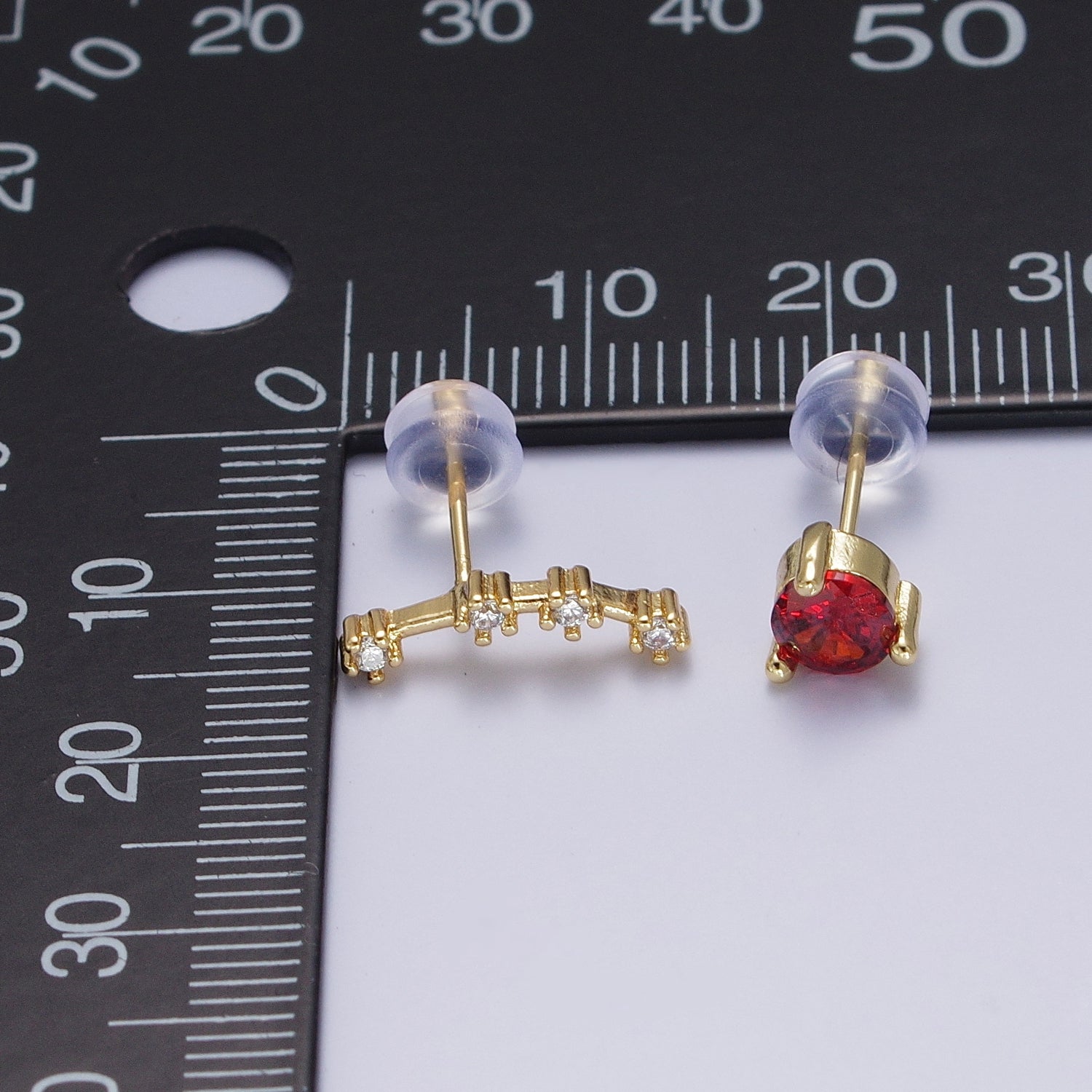 24K Gold Filled Set Birthstone & Astrology Zodiac Horoscope Constellation Cubic Zirconia Stud Earrings | Y014-Y025 - DLUXCA