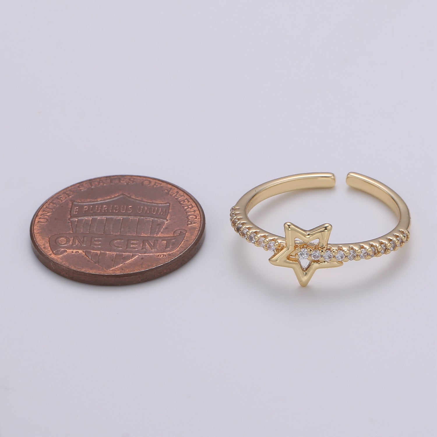 1pc Star of the Universe 18k Gold Ring, CZ Milky way Adjustable Gold Ring, Simple Ring, Circle Ring R490 - DLUXCA