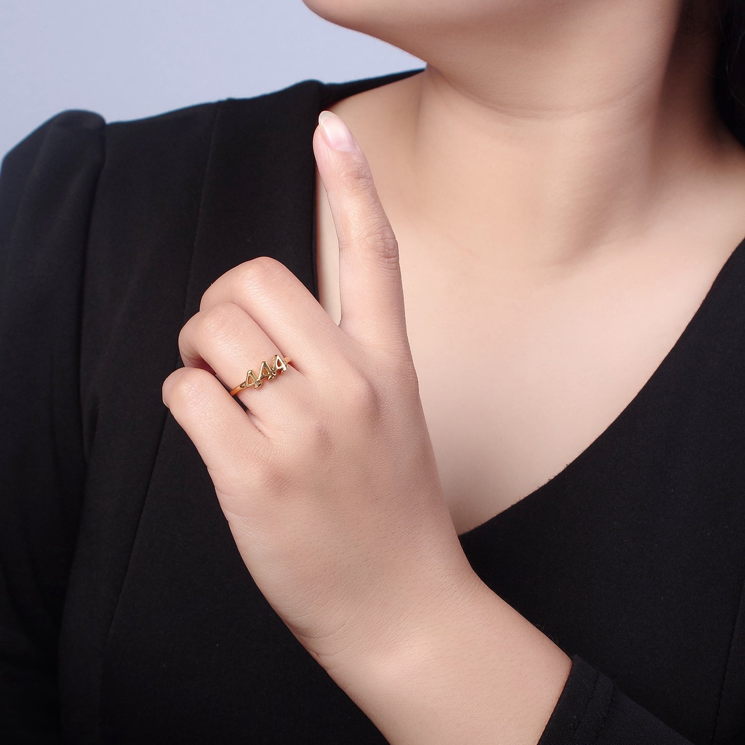 Dainty Angel Number Ring, Minimalist Gold Filled Ring Unisex Personalized Jewelry, Statement Rings V-206 - DLUXCA