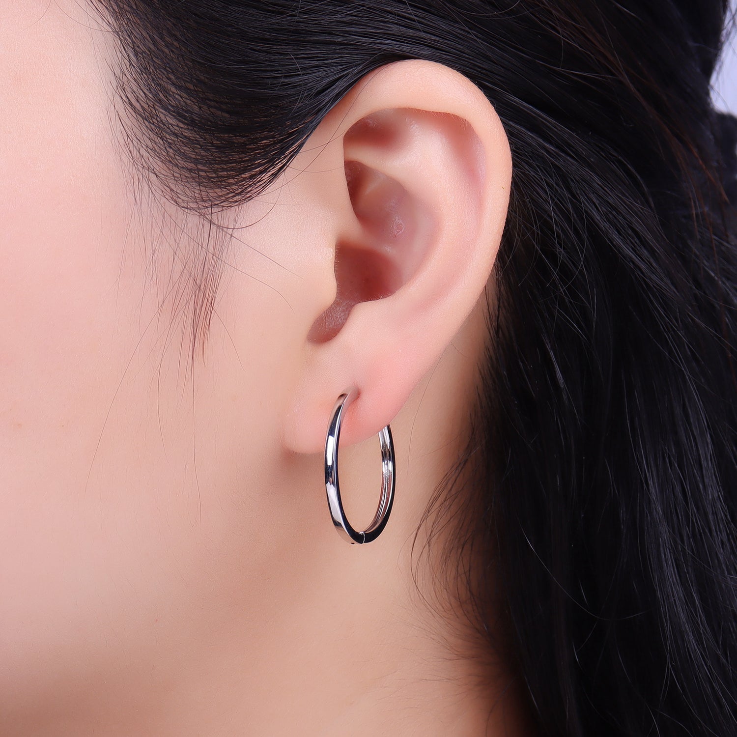 25mm Minimalist Endless Hoop Earrings in Gold & Silver | AB065 AB066 - DLUXCA