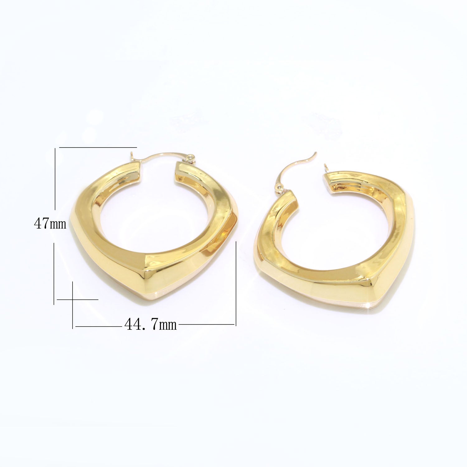 Chunky Hoop Earrings Geometric Irregular C Shape Hoop Earring - DLUXCA