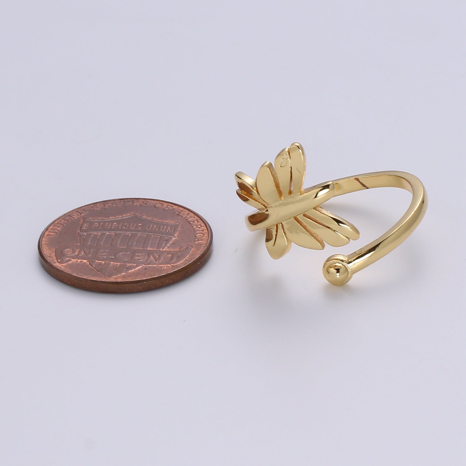 1pc Flying Butterfly 24K Ring, Adjustable Gold Curb Ring, Simple Mariposa Ring, Garden lover Ring, Bow Ring - DLUXCA