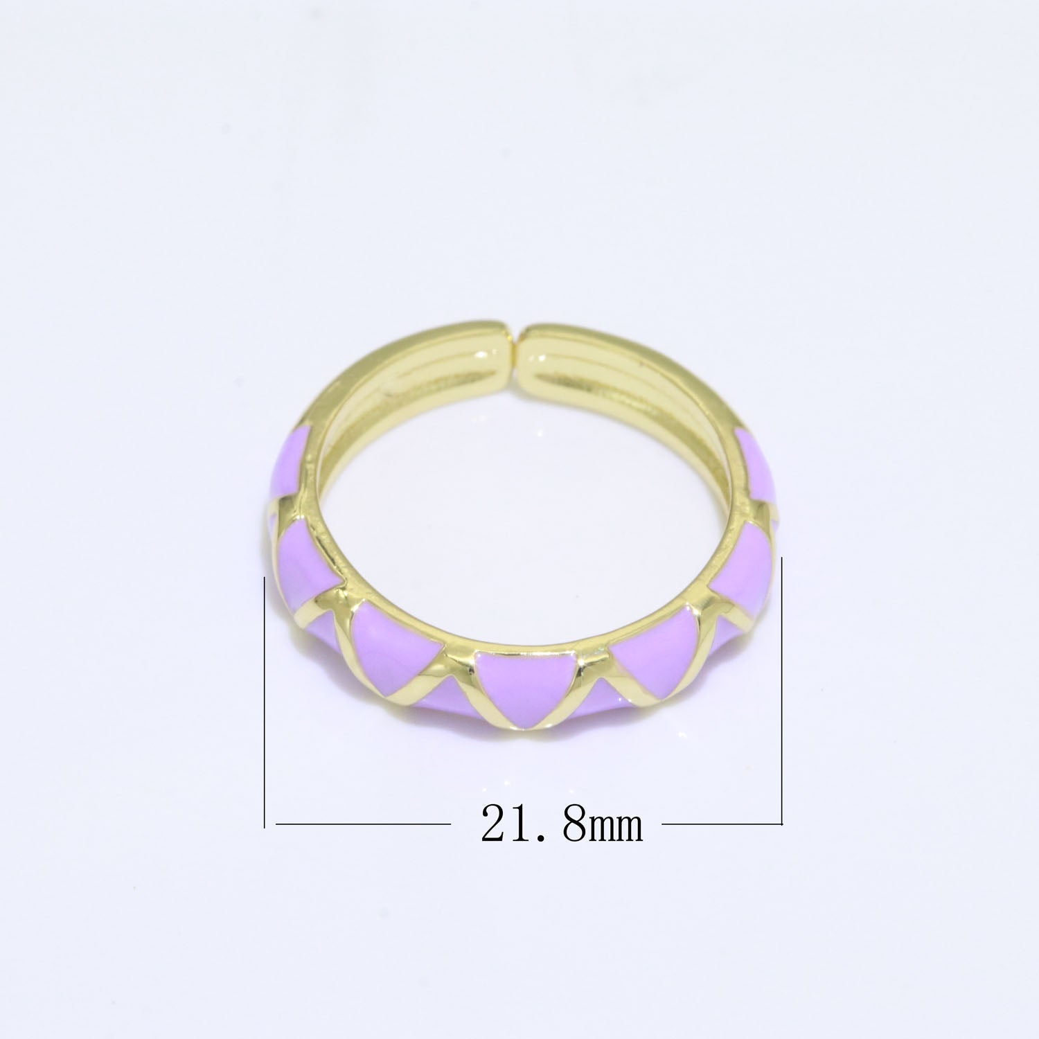 Dainty Gold Stackable Enamel Ring Bohemian Colorful Rainbow Band Open Adjustable - DLUXCA