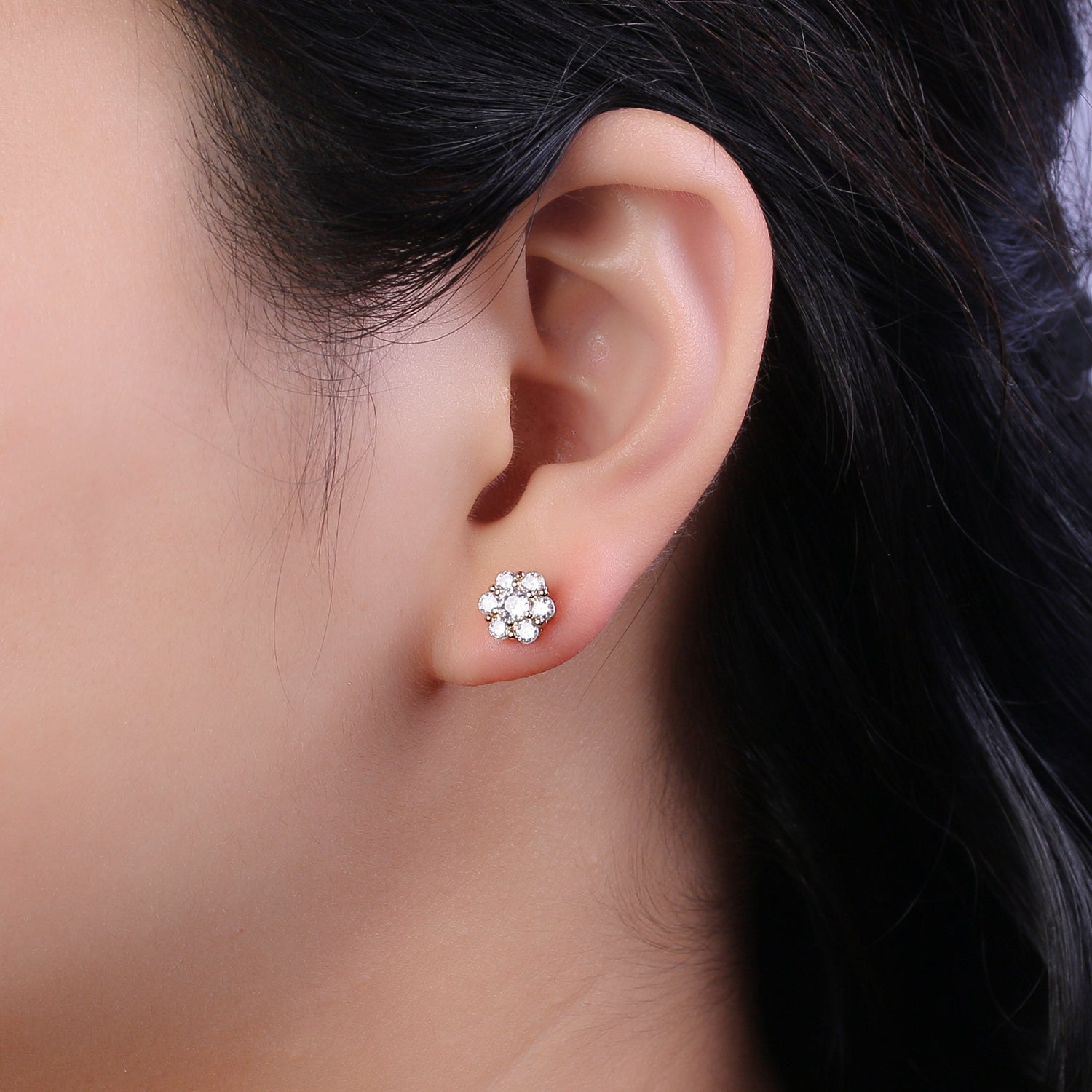 Dainty Flower Earring Cartilage Stud Earring, Tragus Stud, Perfect Gift Idea, Minimalist Earring, Dainty CZ Flower Stud T-342 - DLUXCA