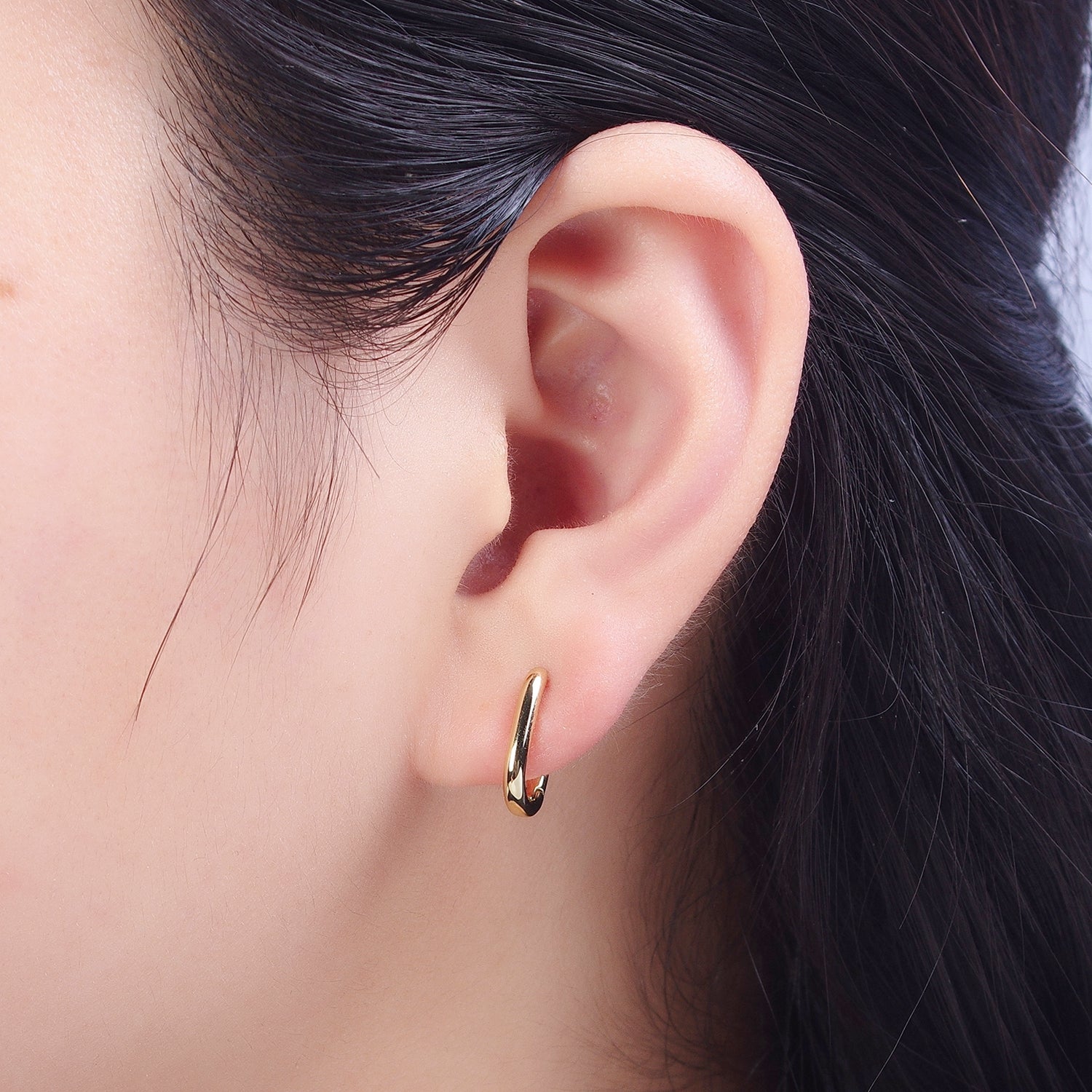 14K Gold Filled Minimalist Earring U Shape Small Hoop Huggie Earring, Perfect for Everyday Wear or Gift | X909 - DLUXCA