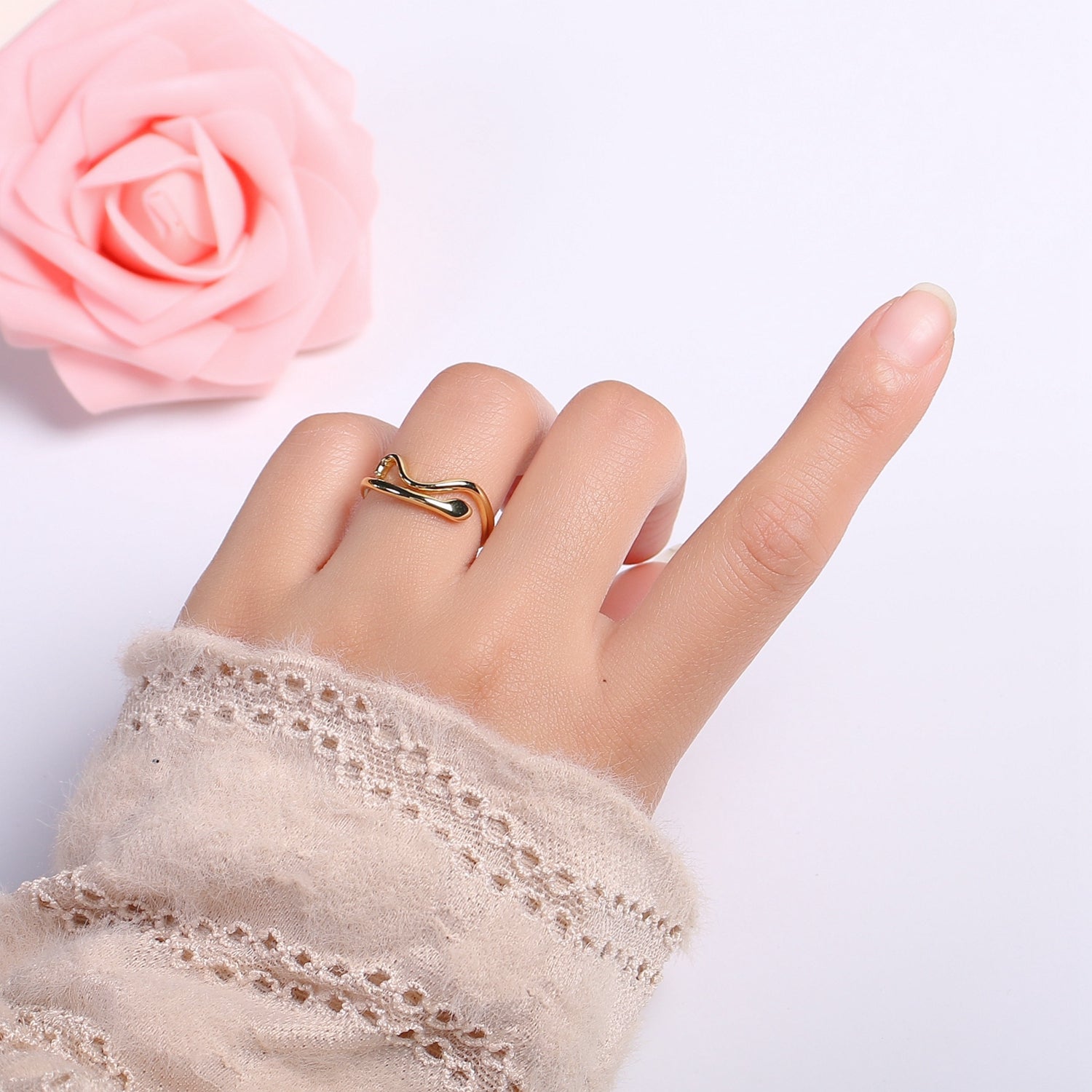 Snake ring Gold ring silver ring Dainty ring Delicate ring Stacking ring Minimal ring gift for her Open ring Adjustable - DLUXCA