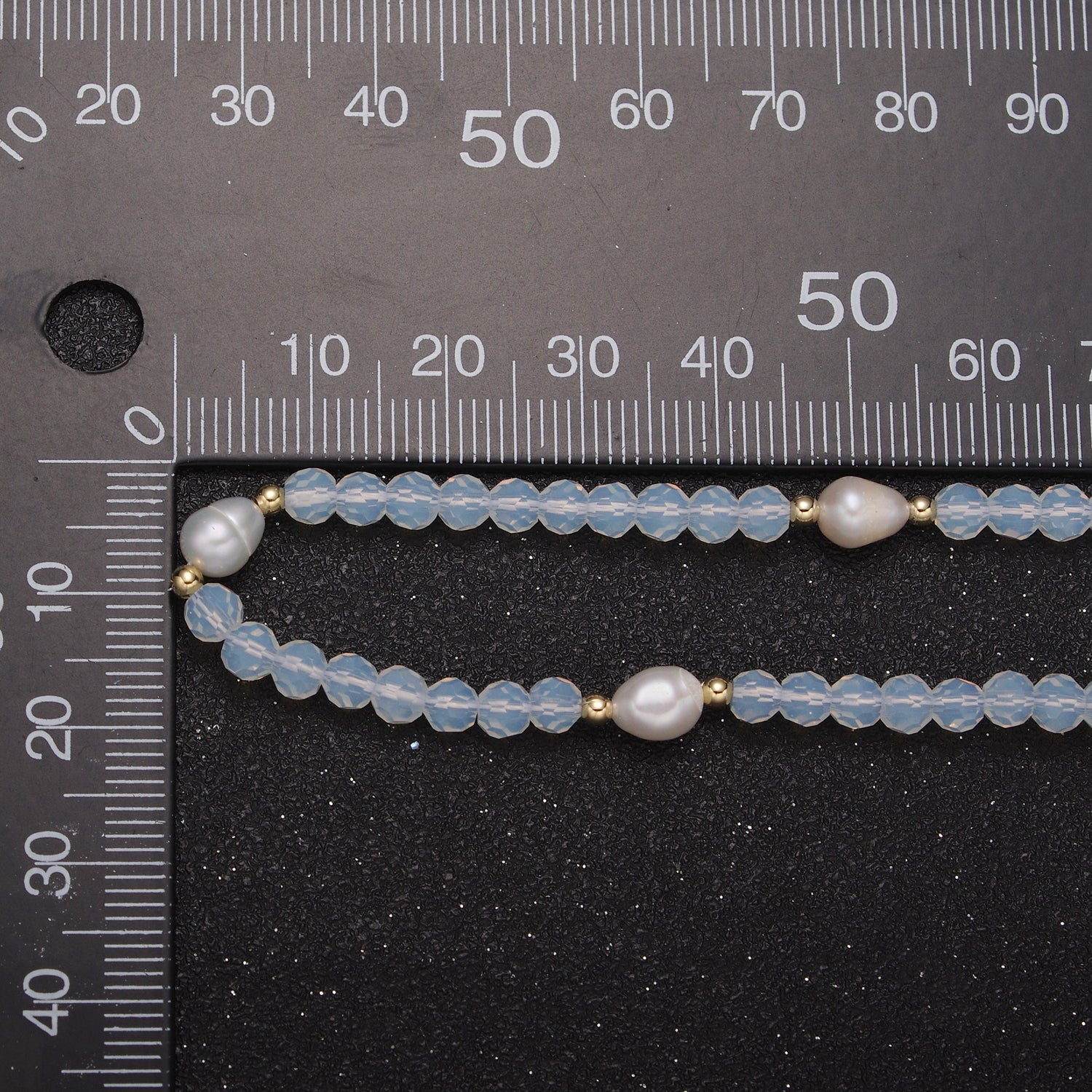 Pearl with Clear Glass Beaded Necklace, Clear Faceted Rondell Beads Necklace WA-594 - DLUXCA