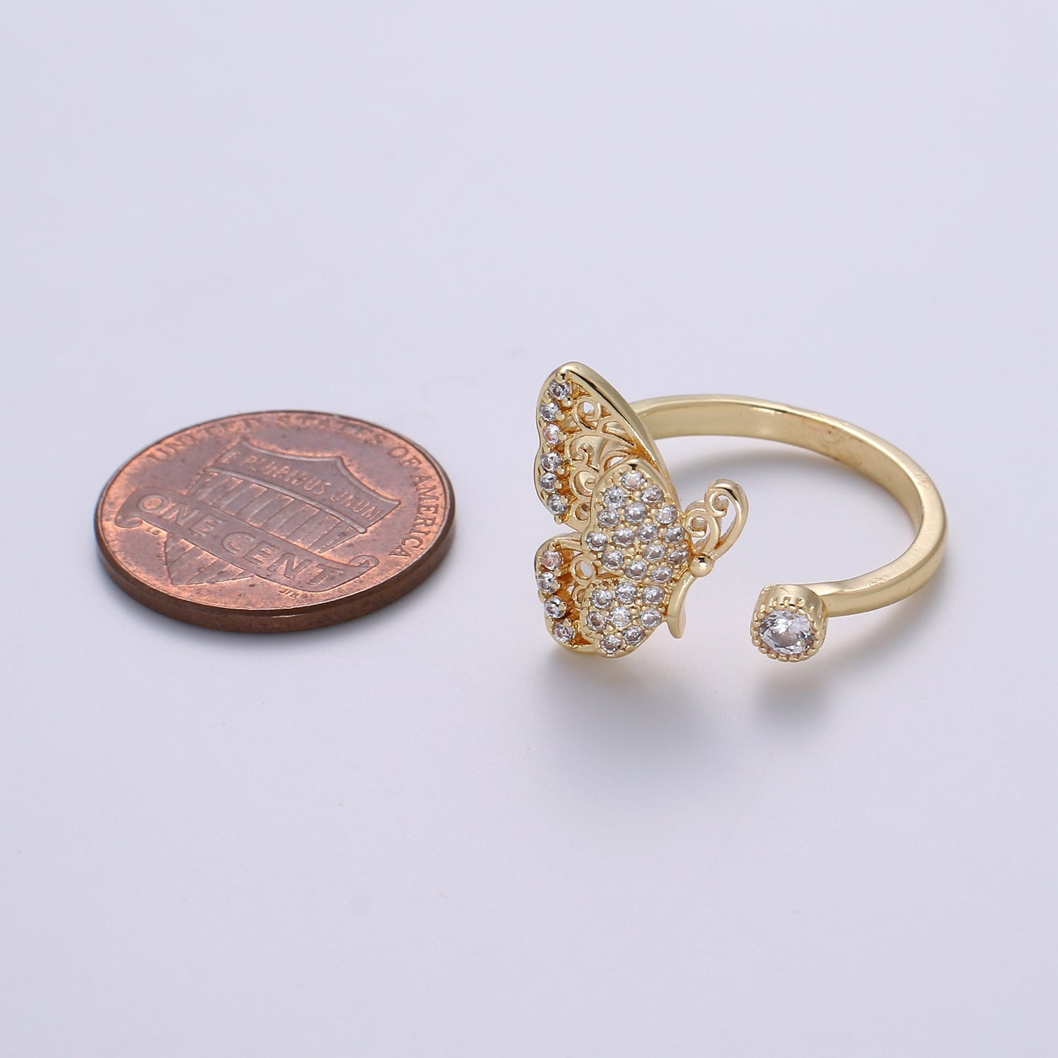 Elegant 18K Gold Filled Butterfly Adjustable Ring - O359 - DLUXCA