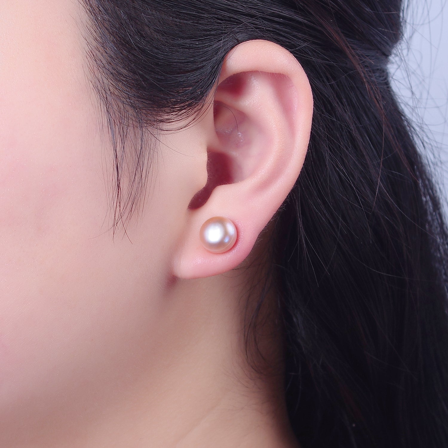 Minimalist Gold Pearl Studs Earrings | 9mm-9.5mm Round Black, White, Pink, Purple Pearl Stud | Bridal, Graduation, Streetwear Jewelry | T367 T368 T369 T370 - DLUXCA