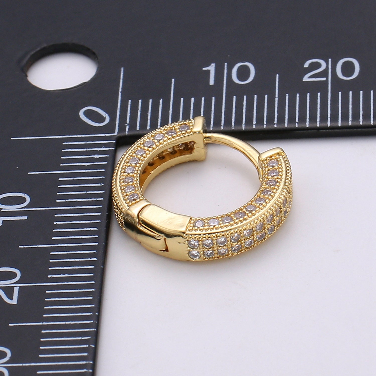 24K Gold Filled CZ Hoop Earring, Micro Pave Cartilage Huggie Hoop Earring, Lever back Earring, Hypoallergenic - DLUXCA