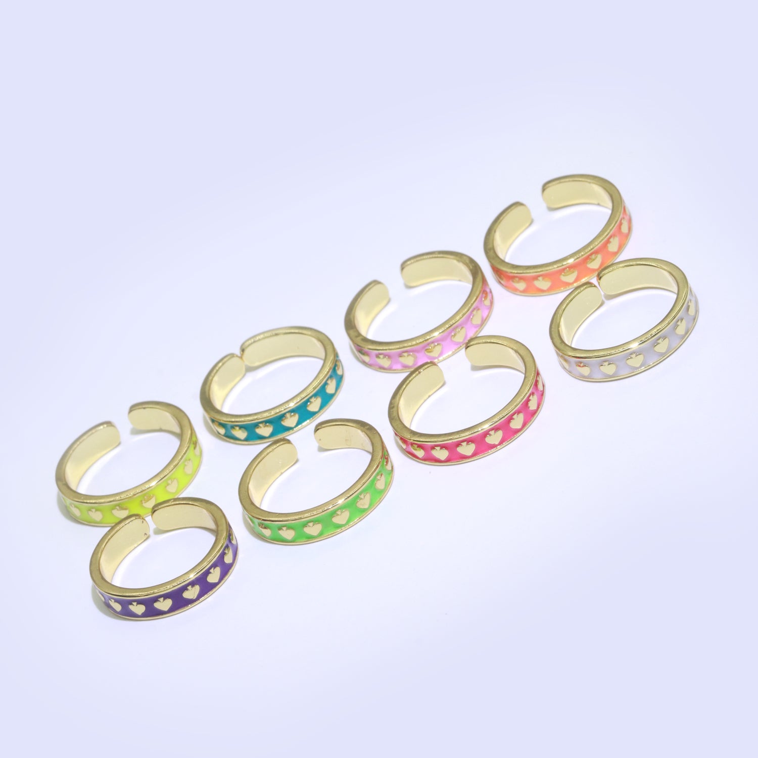 1x Dainty Colorful Enamel Ring Multicolor Enamel Band Spade Ring Stacking Open Ring Adjustable Ring Yellow Teal Pink Green White Neon Ring - DLUXCA