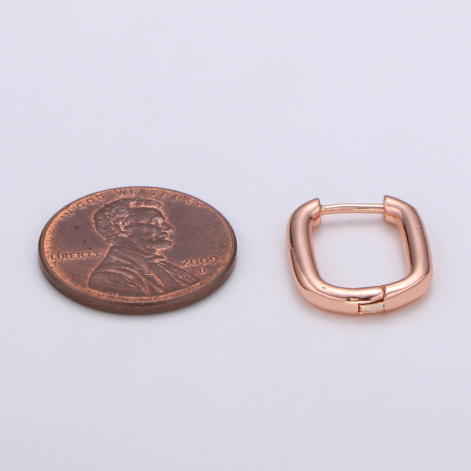 Rose Gold huggie Hoop Earrings - U-shaped hoops - Silver hinged snap closure Black Hoop - DLUXCA