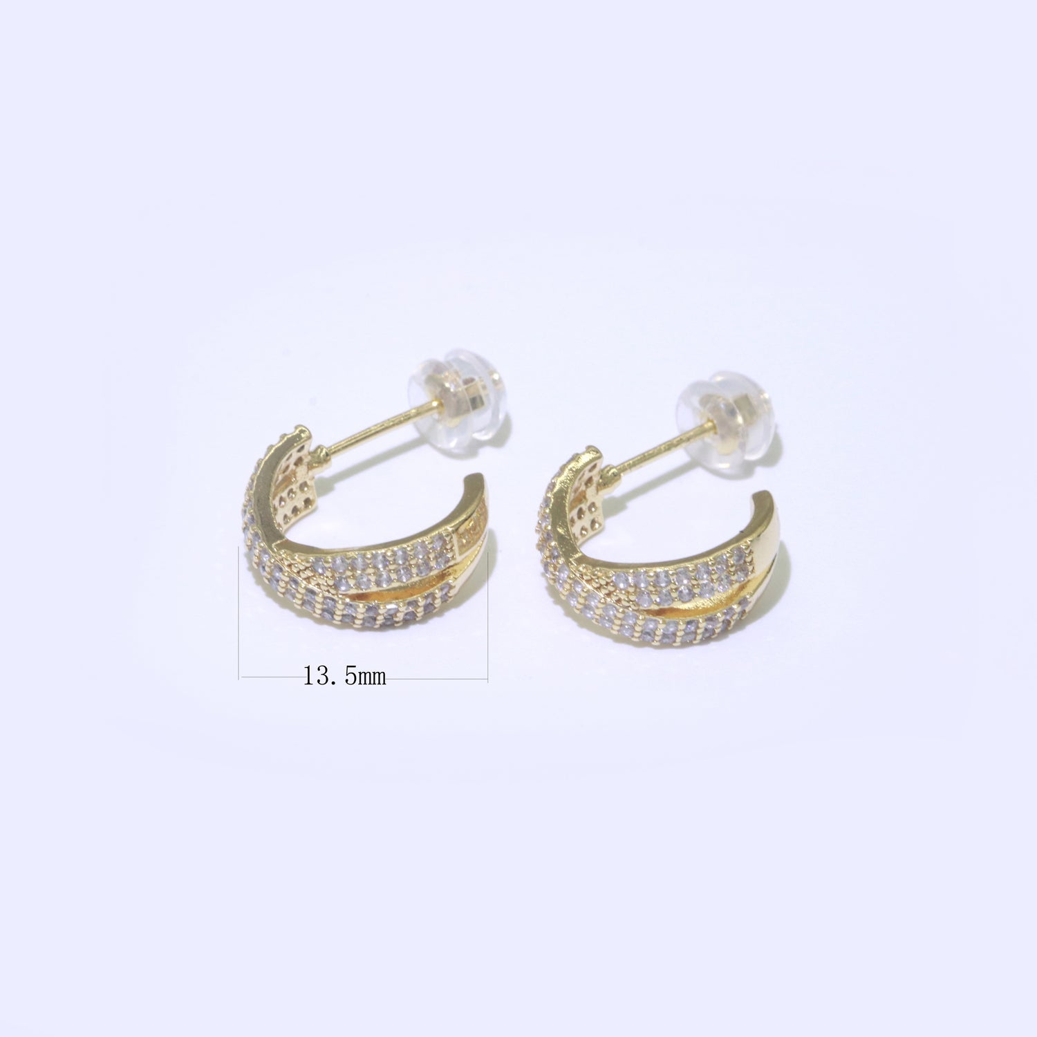 Dainty Gold Hoop Earring Micro Pave Hoop Stud Earring - DLUXCA