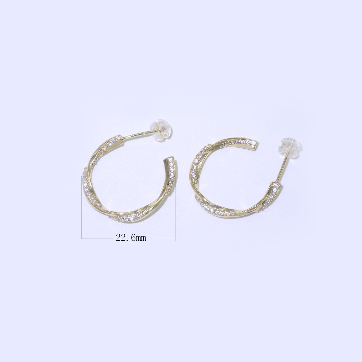 Dainty Gold Twist Hoop CZ Earring - DLUXCA