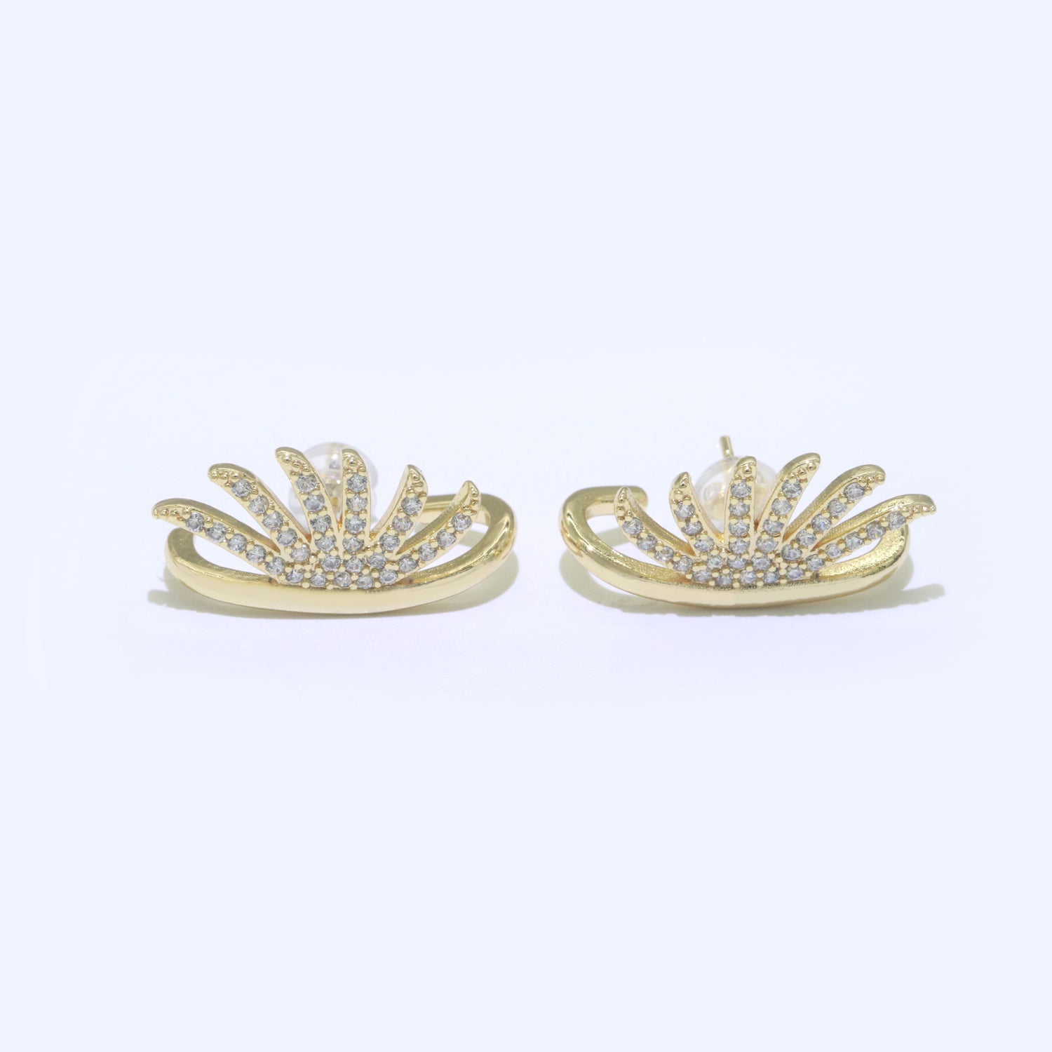 Dainty Gold Eye Lash Stud CZ Earring - DLUXCA