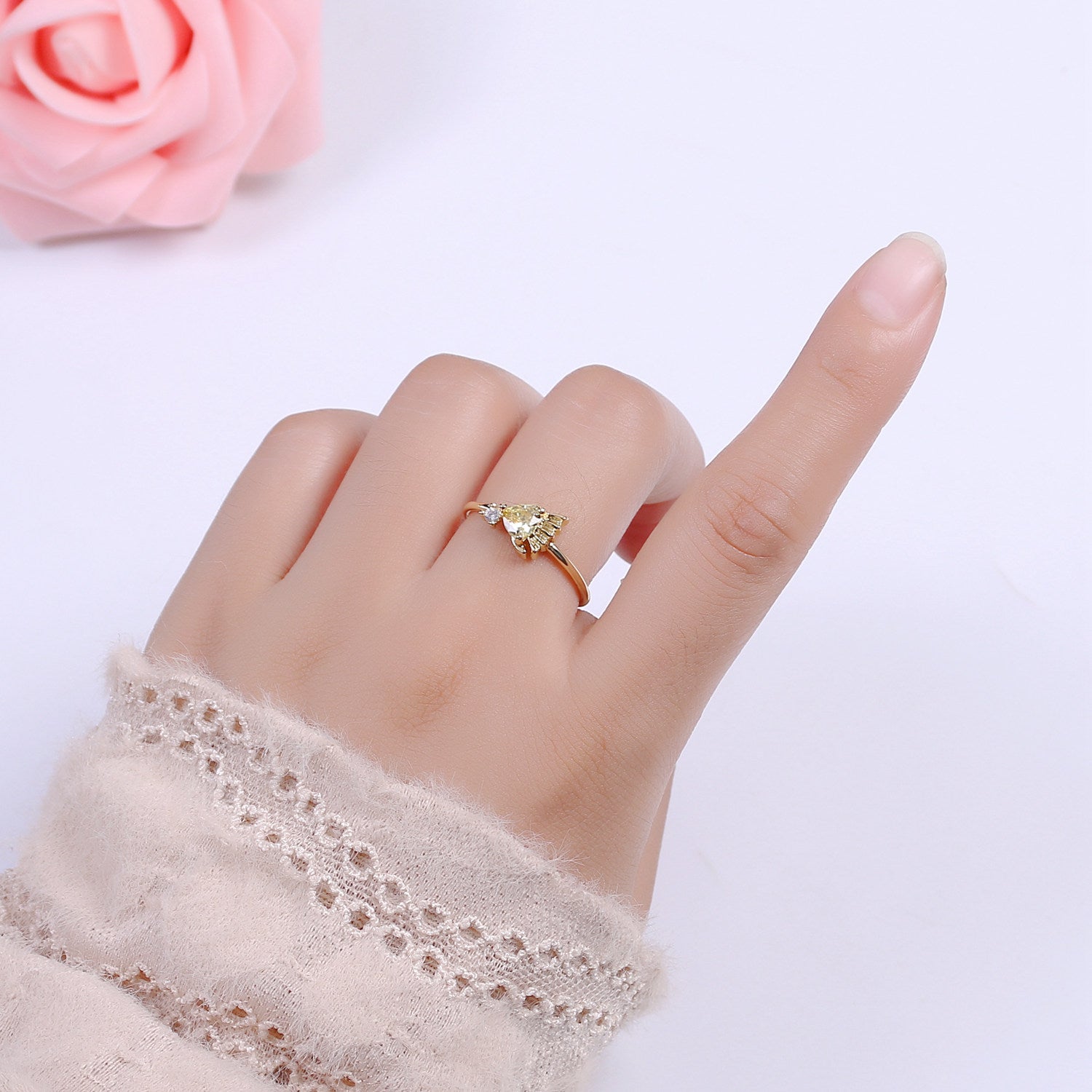 Dainty Gold Fish ring, Gold Mini Animal Pet Ring, Dainty Stackable Rings, Open Adjustable Ring Cz - DLUXCA