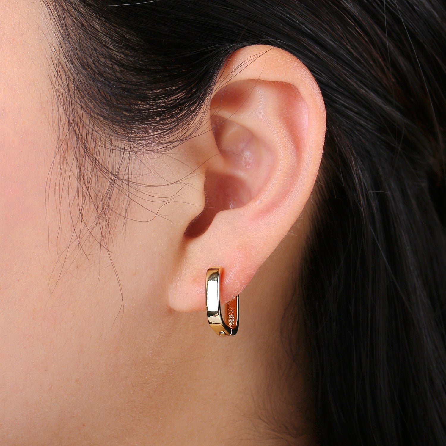 Chunky square huggie hoop geometric earrings gold chunky pipe bar street style mini hoop earrings minimalist stacking hoops Jewelry - DLUXCA