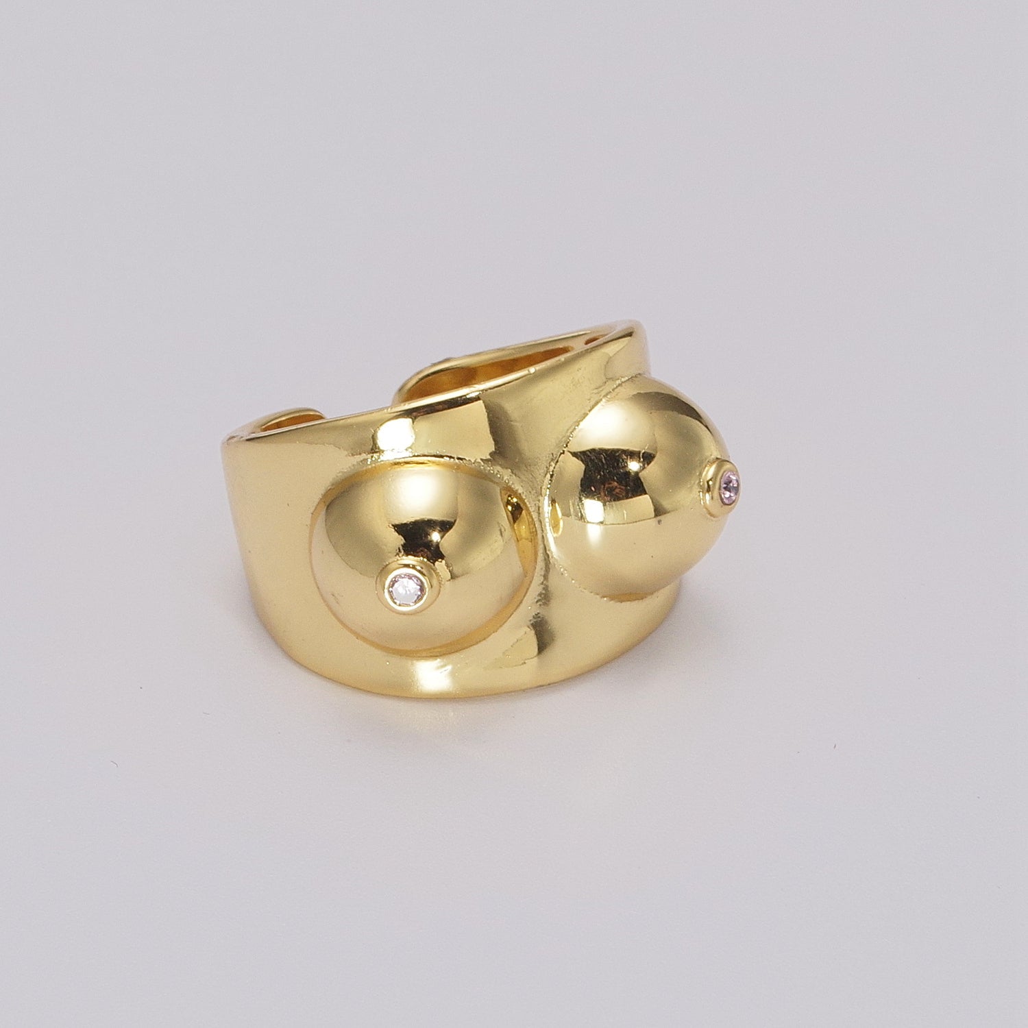 Gold Boobs Ring Novelty Silver Breast Cancer Awareness. Celebrating Breastfeeding Jewelry - DLUXCA