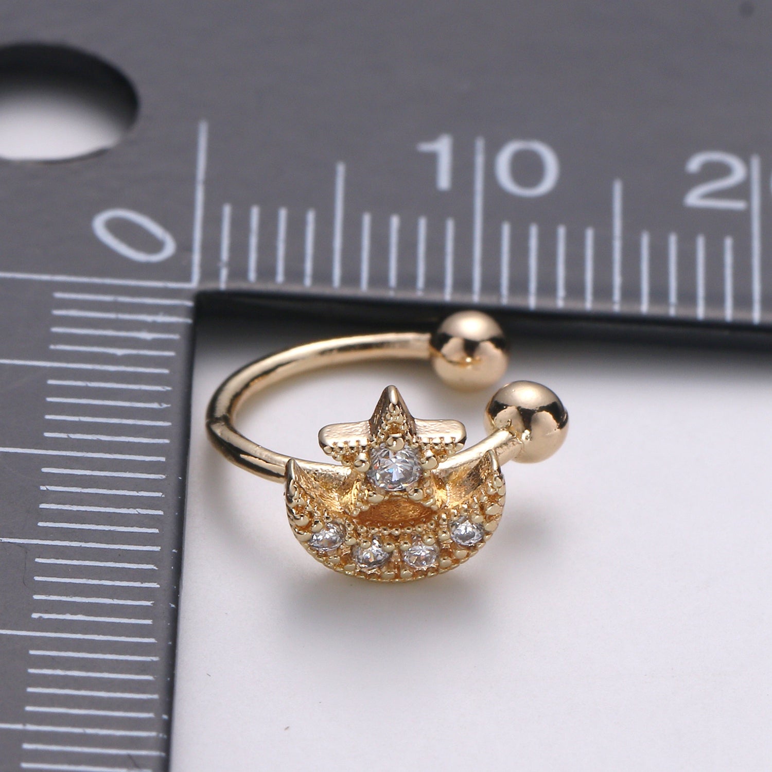 Gold Filled Celestial Moon and Star Earcuffs - G133 - DLUXCA