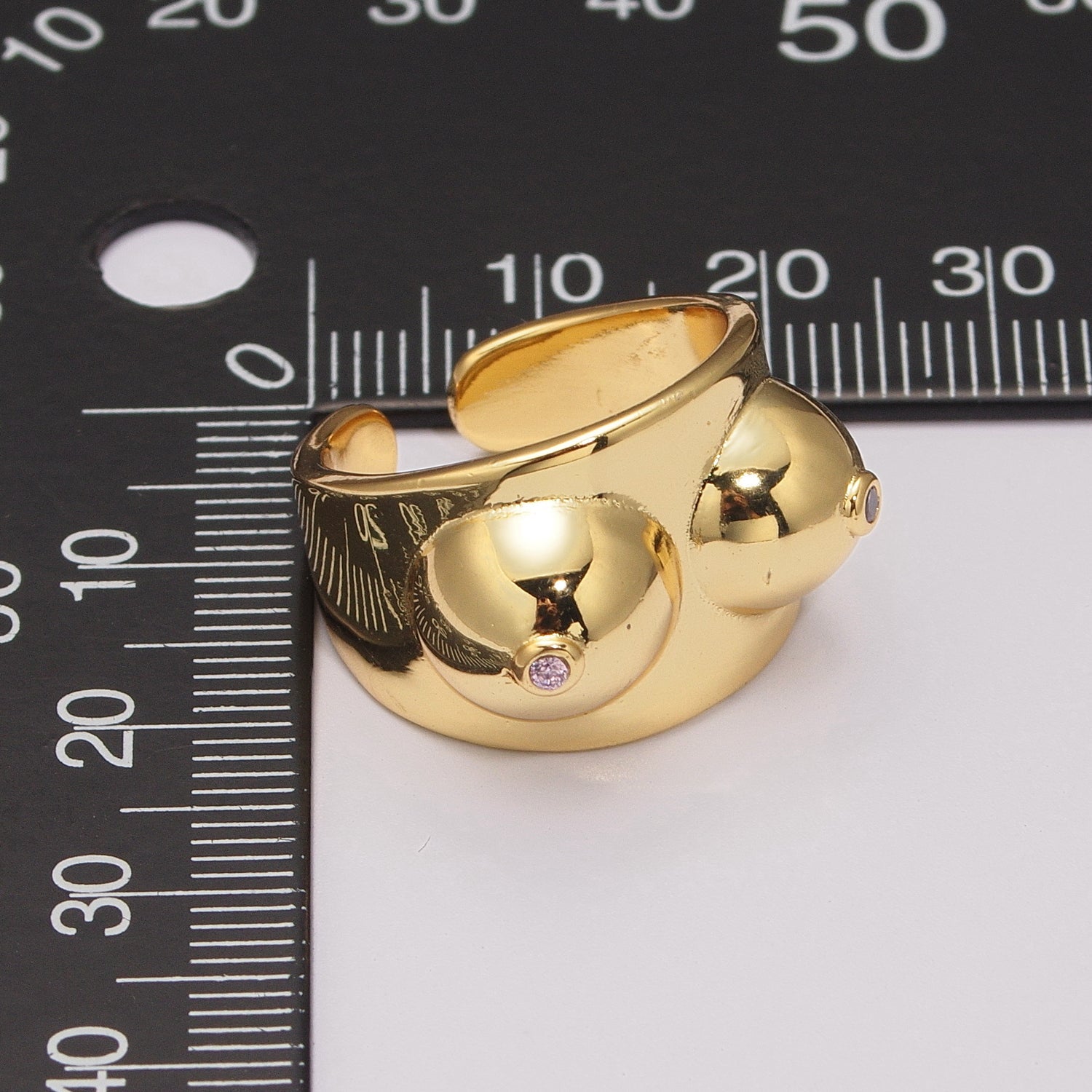 Gold Boobs Ring Novelty Silver Breast Cancer Awareness. Celebrating Breastfeeding Jewelry - DLUXCA