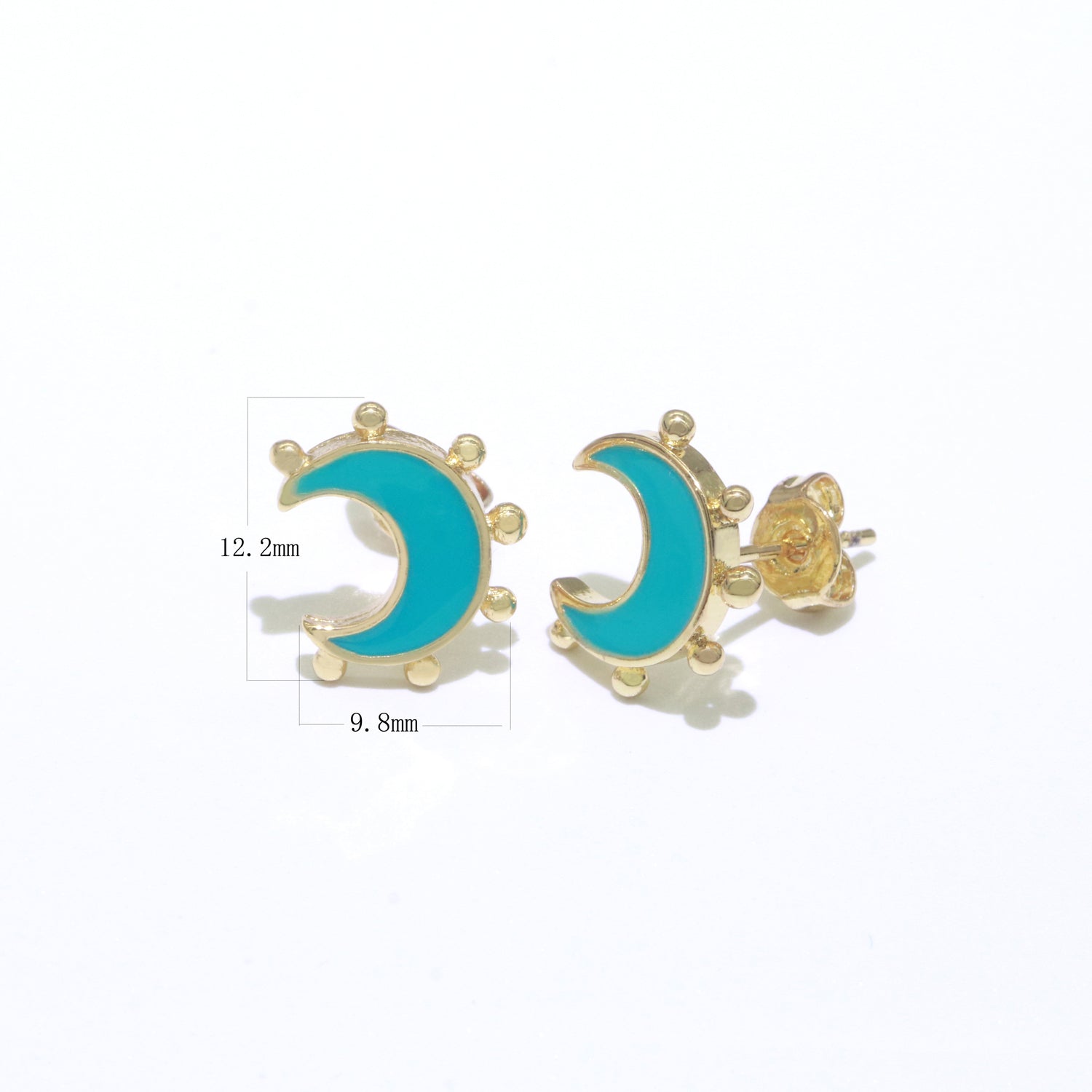 Moon Enamel Stud Earrings Gold Filled Cute Small Celestial Jewelry Hypoallergenic Stud Earrings for Women And Girls - DLUXCA