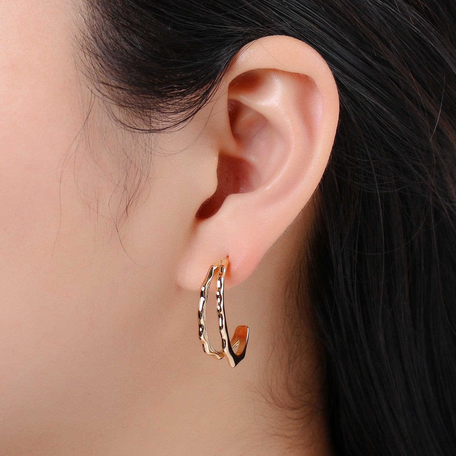 Split Path Design 18K Gold Stud Earring, Rose Gold Weave Earring, Modern design for DIY Earring Craft Supply Jewelry Making Q449 - DLUXCA