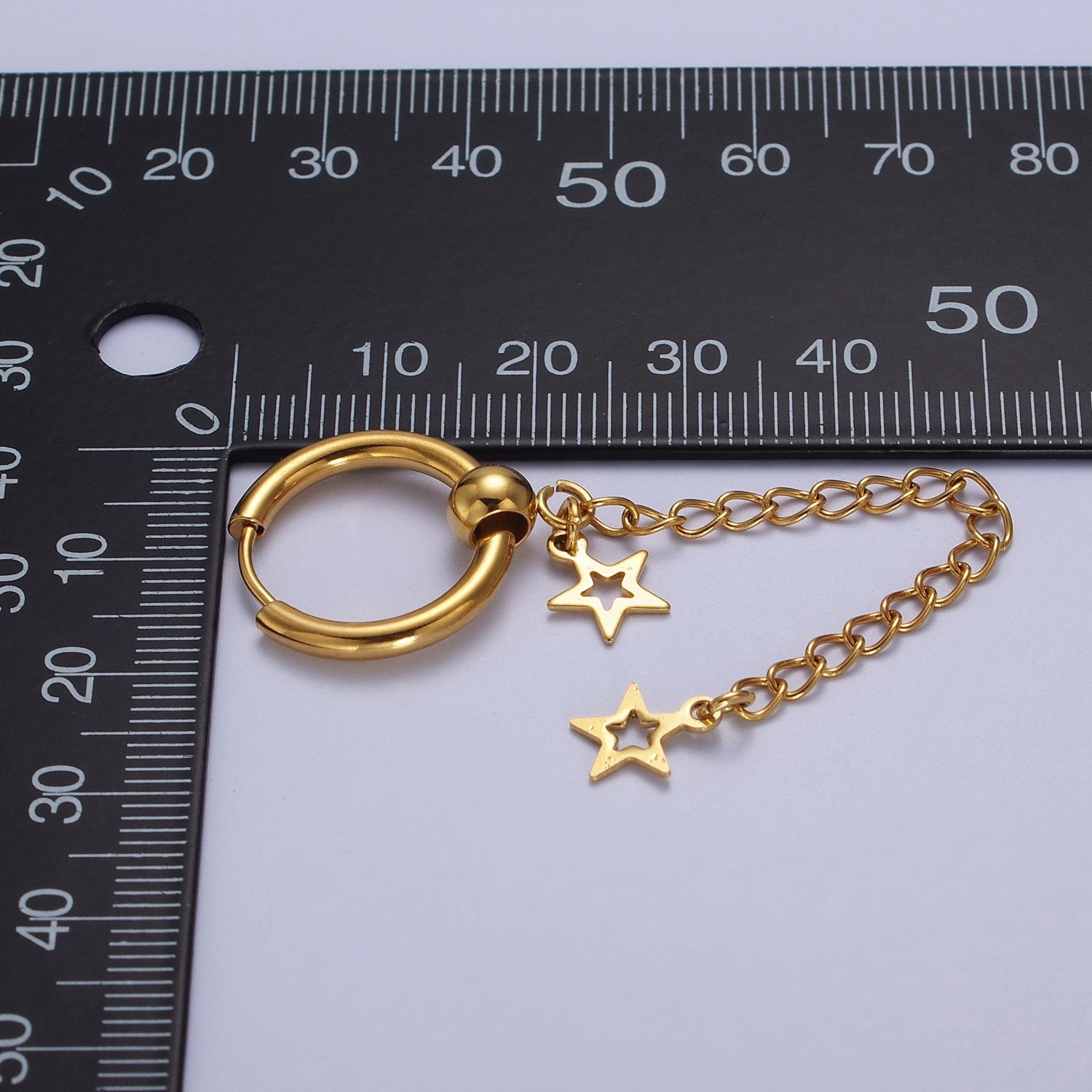 24K Gold Filled Celestial Star Chain Drop Huggie Drop Earrings | Y179 - DLUXCA