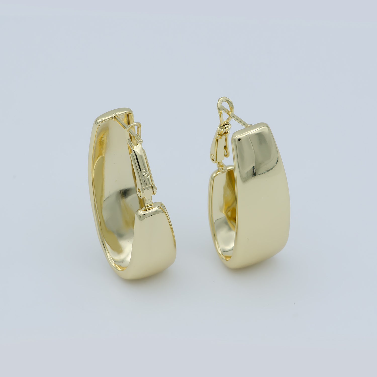 1pair Golden Thin Huggies Earrings, Plain Gold Filled Geometric Formal/Casual Earring Jewelry P257 - DLUXCA