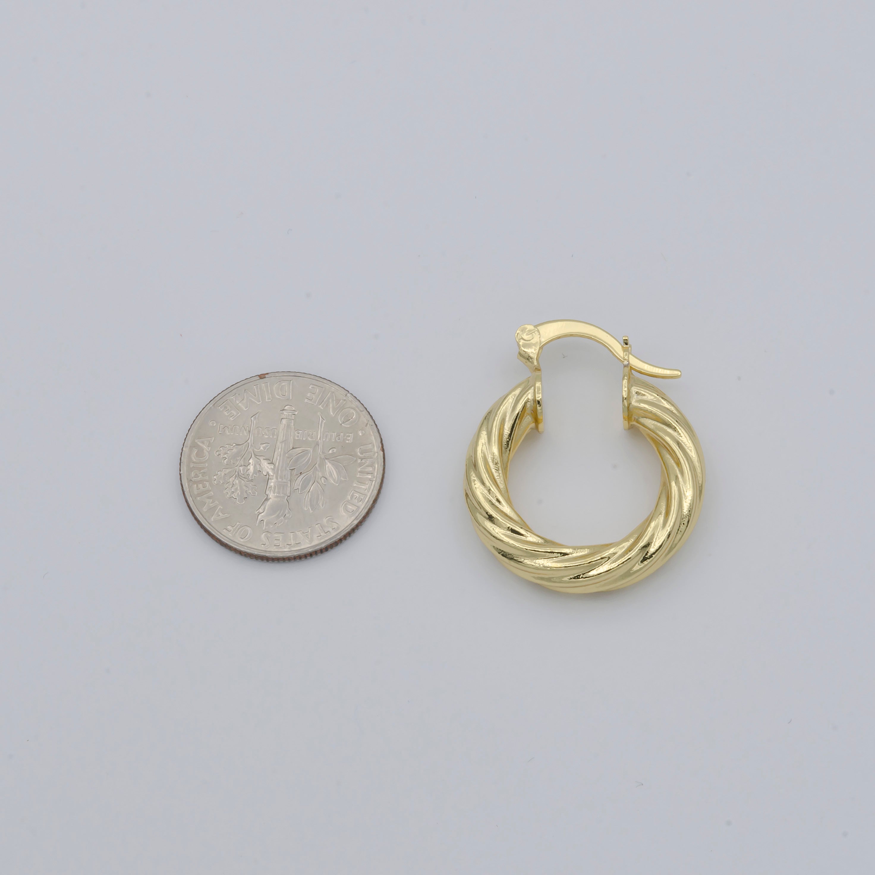 1pair Gold Braided Round Huggies Earrings, Plain Gold Filled Mini Geometric Formal/Casual Wear Earring Jewelry - DLUXCA