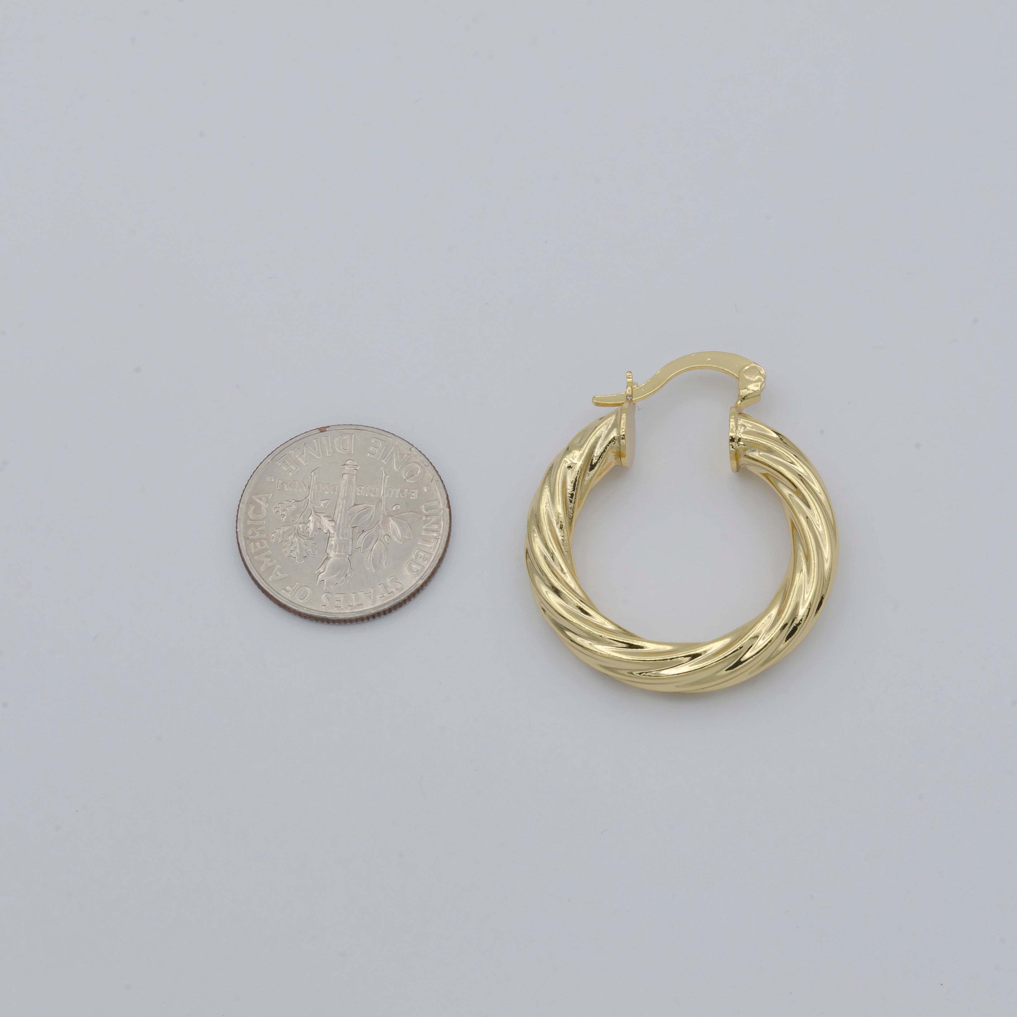 1pair Gold Braided Round Huggies Earrings, Plain Gold Filled Mini Geometric Formal/Casual Wear Earring Jewelry - DLUXCA