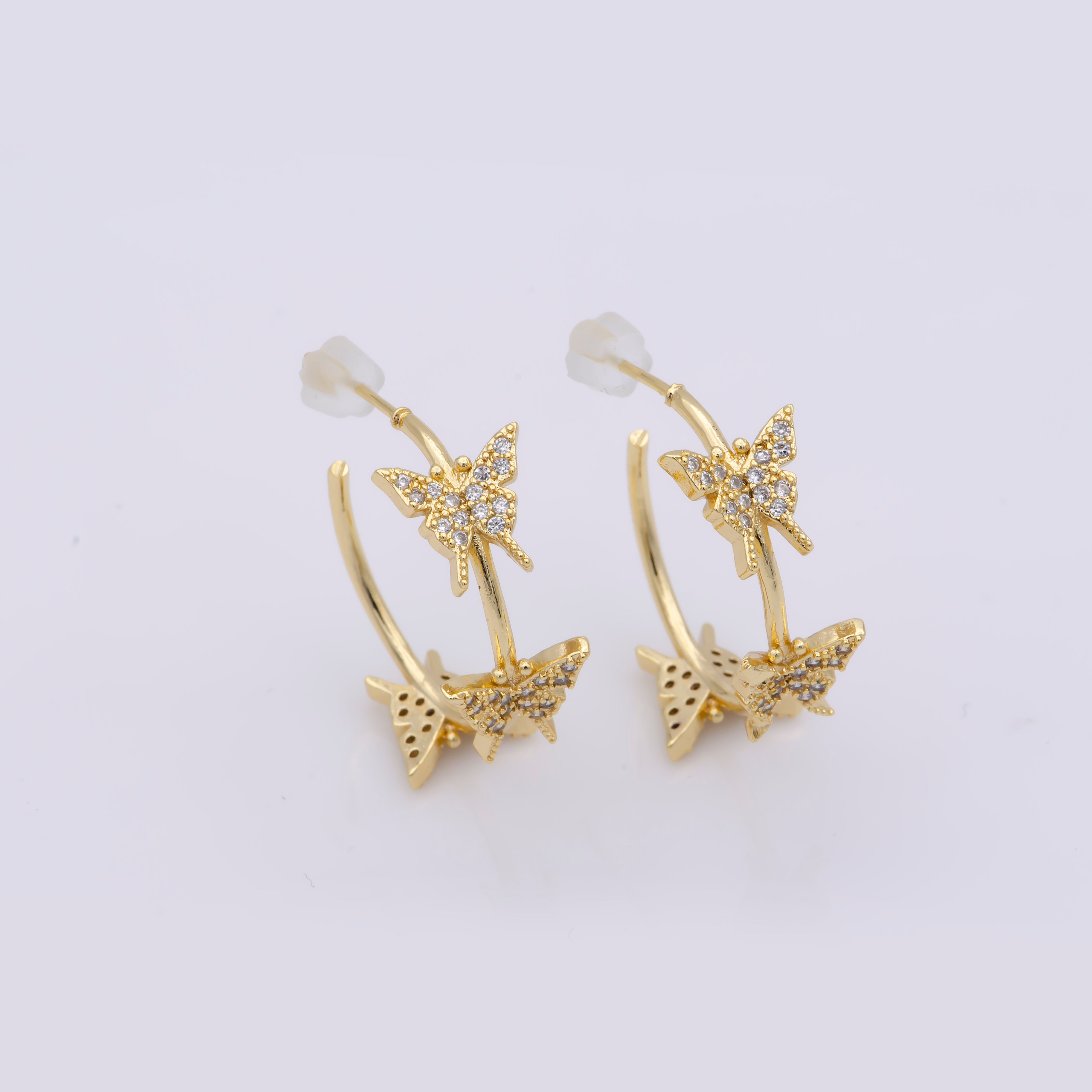 Mini Butterfly Hoop Earring Statement Earring for Everyday Wear Animal Lover Mariposa Monarch Earring Jewelry - DLUXCA