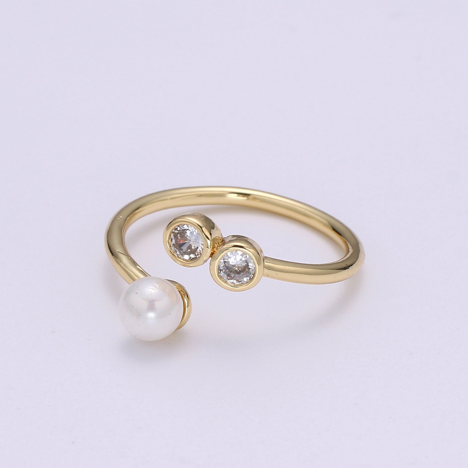 Dainty Pearl Ringgold Pearl Ring, Minimalist Ring, Pearl Bead Ring, Stackable Rings Gold, Shell Pearl Ring, Pearl Rings For Women O287 - DLUXCA