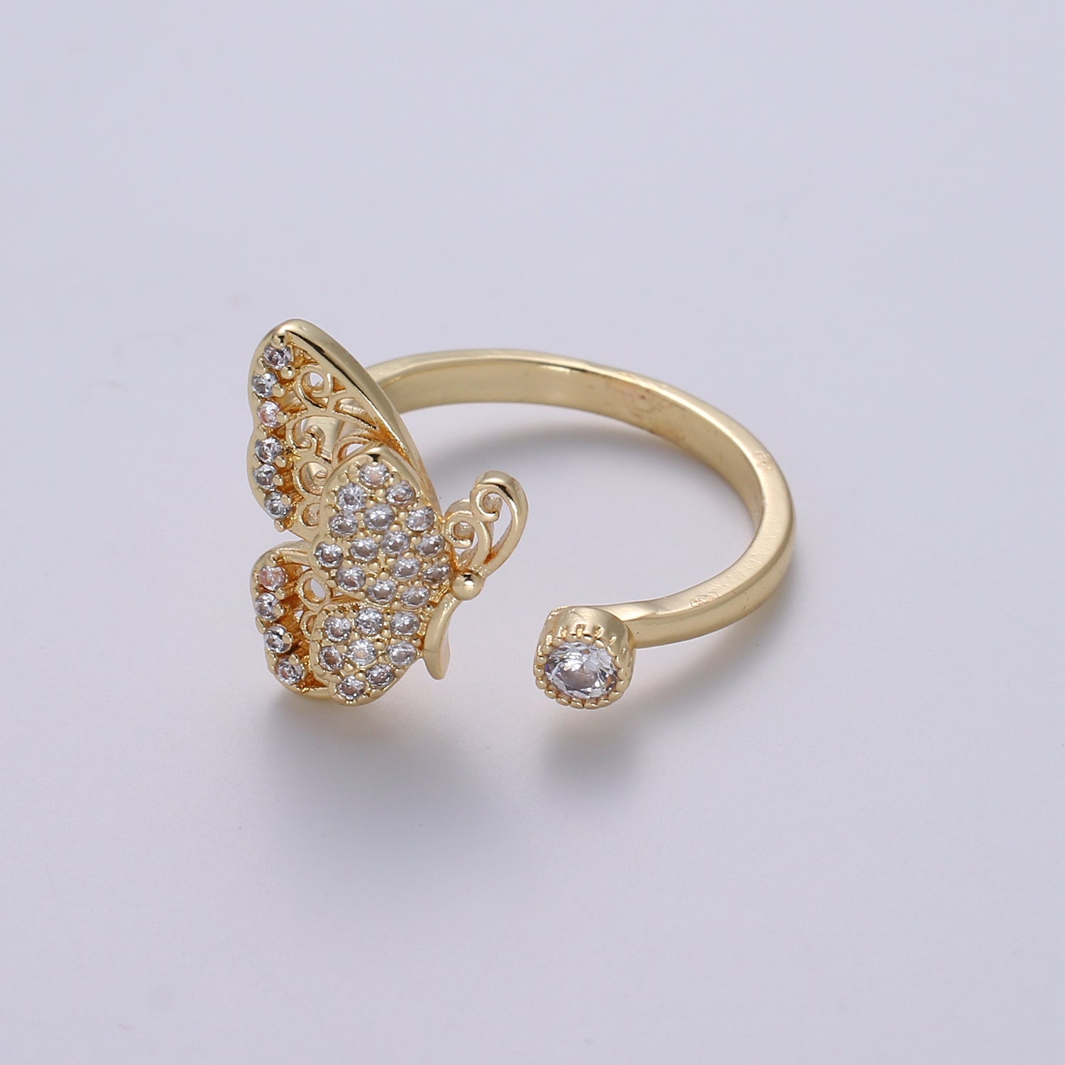 Elegant 18K Gold Filled Butterfly Adjustable Ring - O359 - DLUXCA