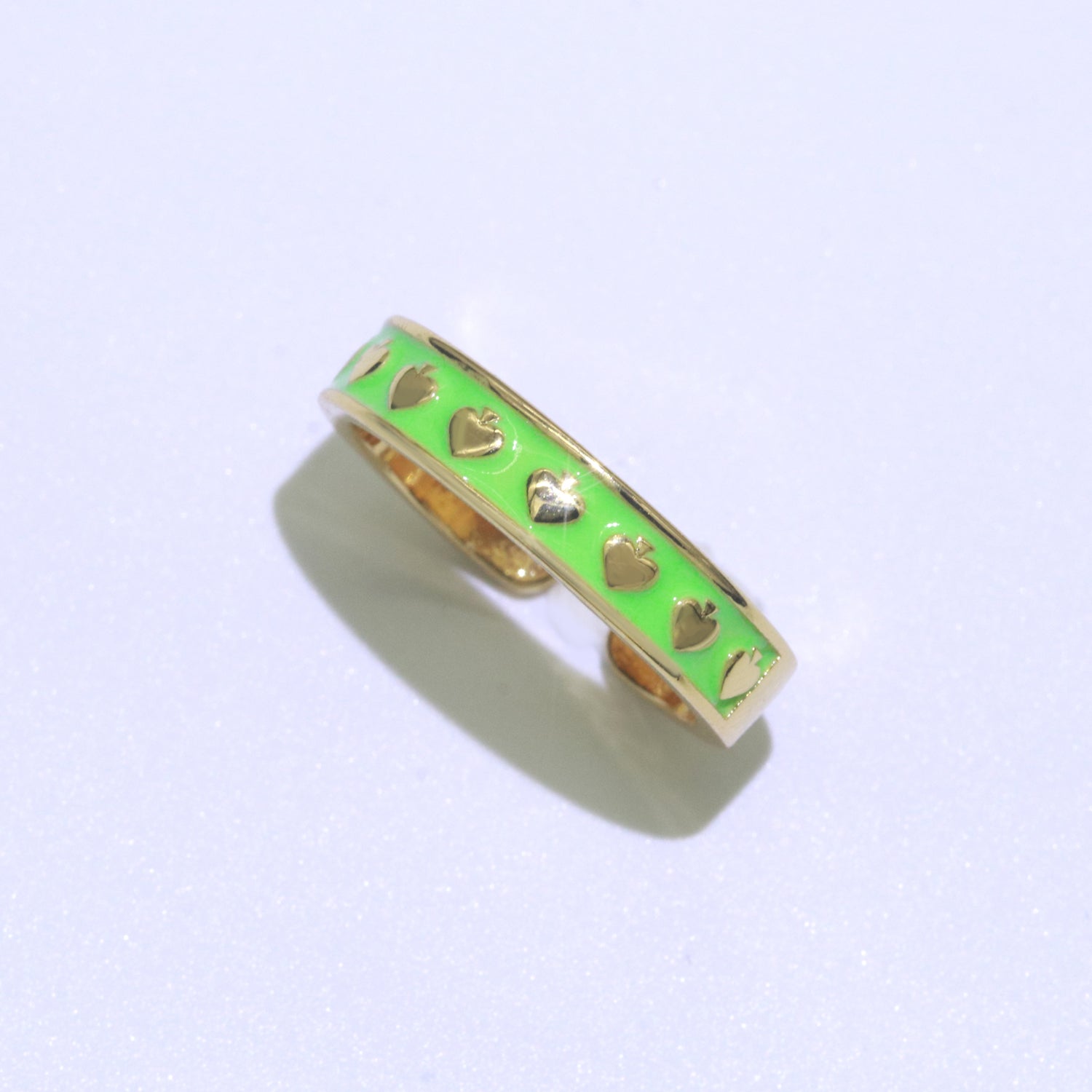 1x Dainty Colorful Enamel Ring Multicolor Enamel Band Spade Ring Stacking Open Ring Adjustable Ring Yellow Teal Pink Green White Neon Ring - DLUXCA