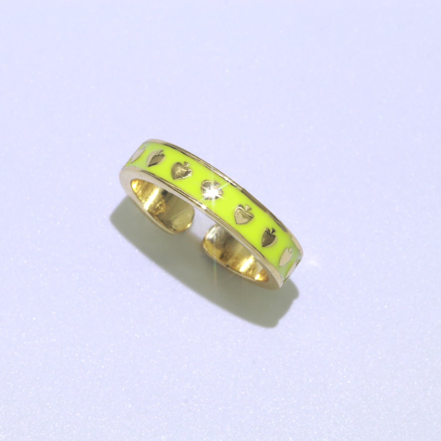 1x Dainty Colorful Enamel Ring Multicolor Enamel Band Spade Ring Stacking Open Ring Adjustable Ring Yellow Teal Pink Green White Neon Ring - DLUXCA