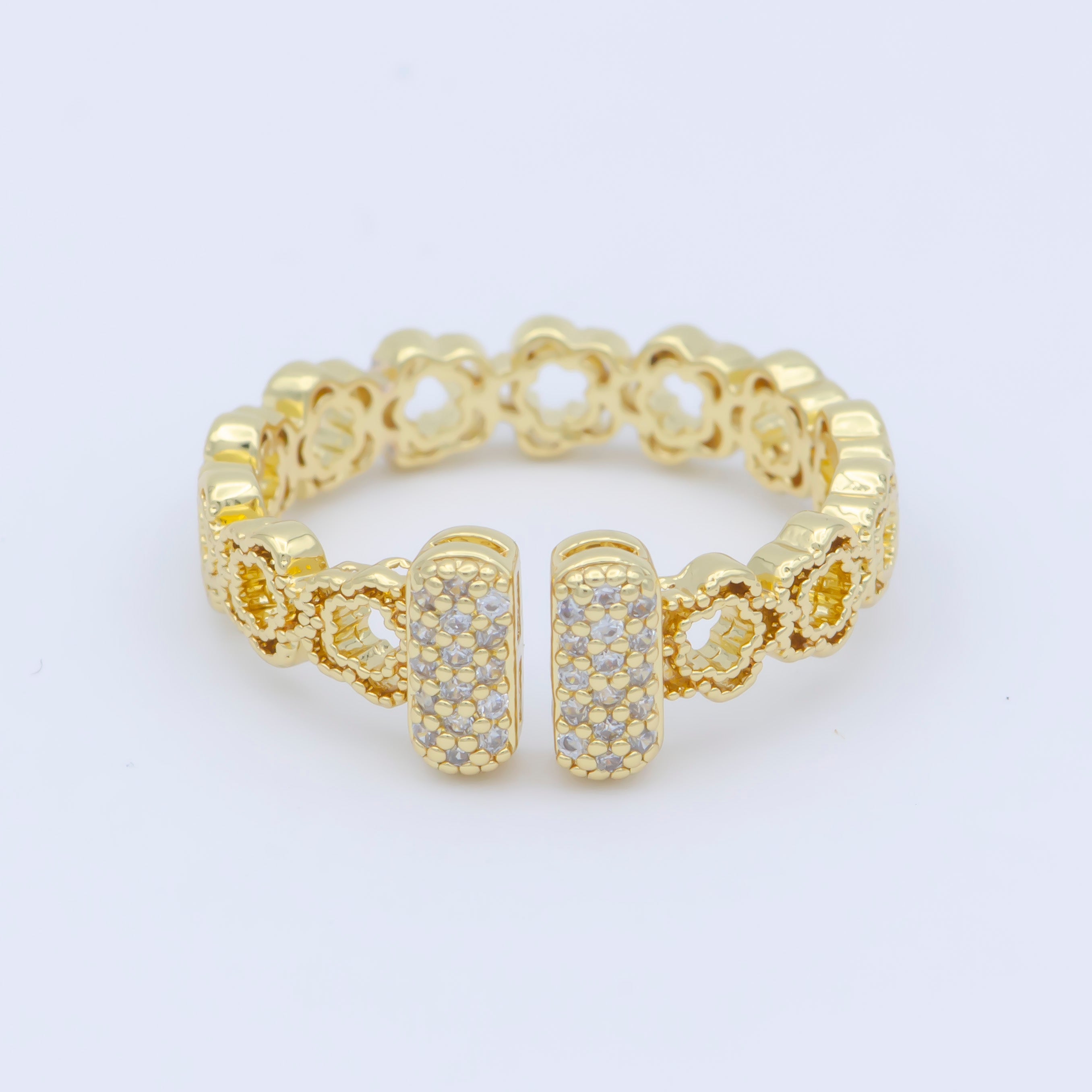 Dainty open ring, gold bar ring, open bar ring, T ring Cz minimalist jewelry Open Adjustable Ring - DLUXCA
