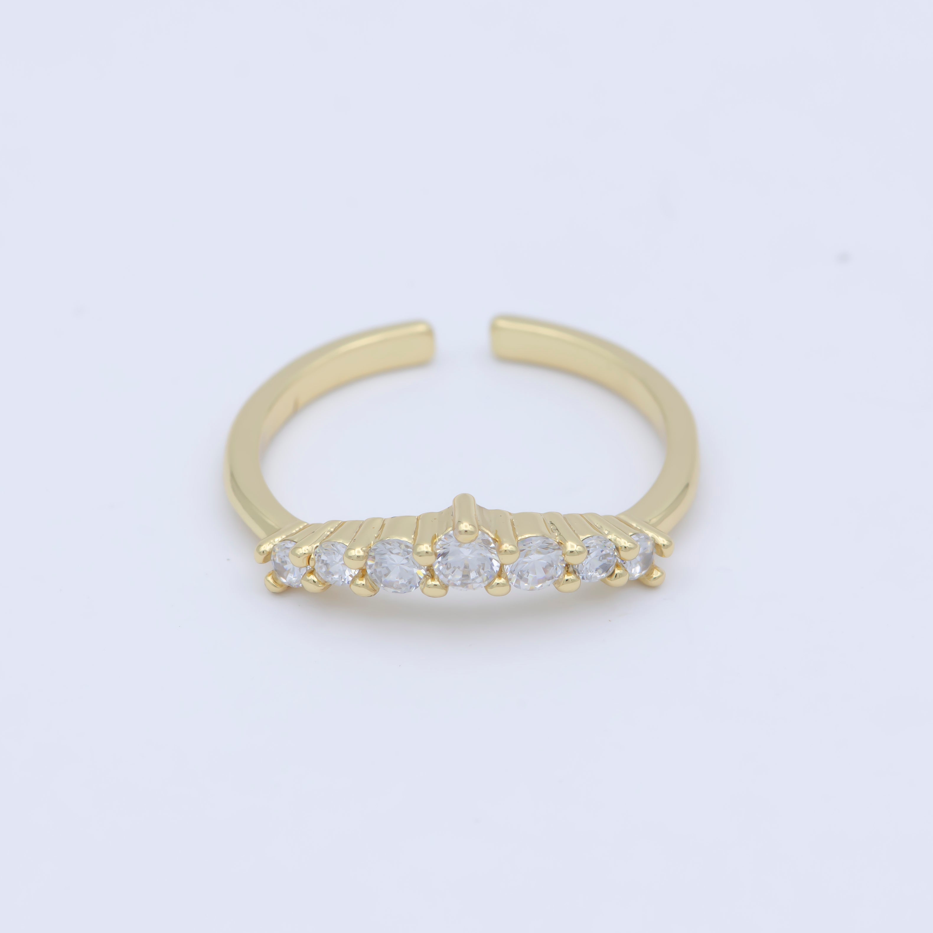 Dainty Clear Cz Stone Stackable Open Adjustable Ring in 18k Gold Filled Minimalist jewelry - DLUXCA