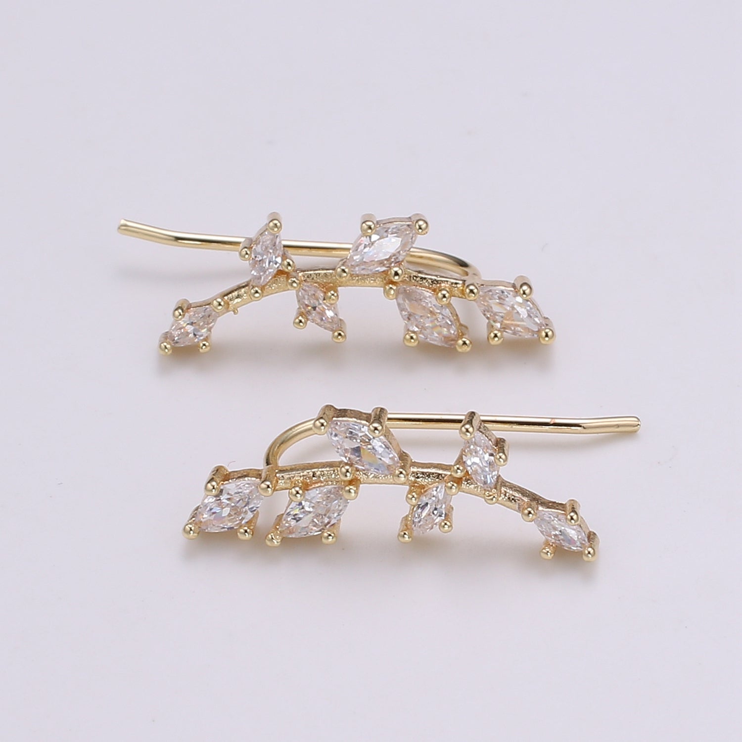 1 Pair Wheat Fruit Cubic Pave Gold Drop Earring Bran Pave CZ Hook Closure Earring, Gold Micro Pave Earcuff, Earring Clips, P-010 - DLUXCA