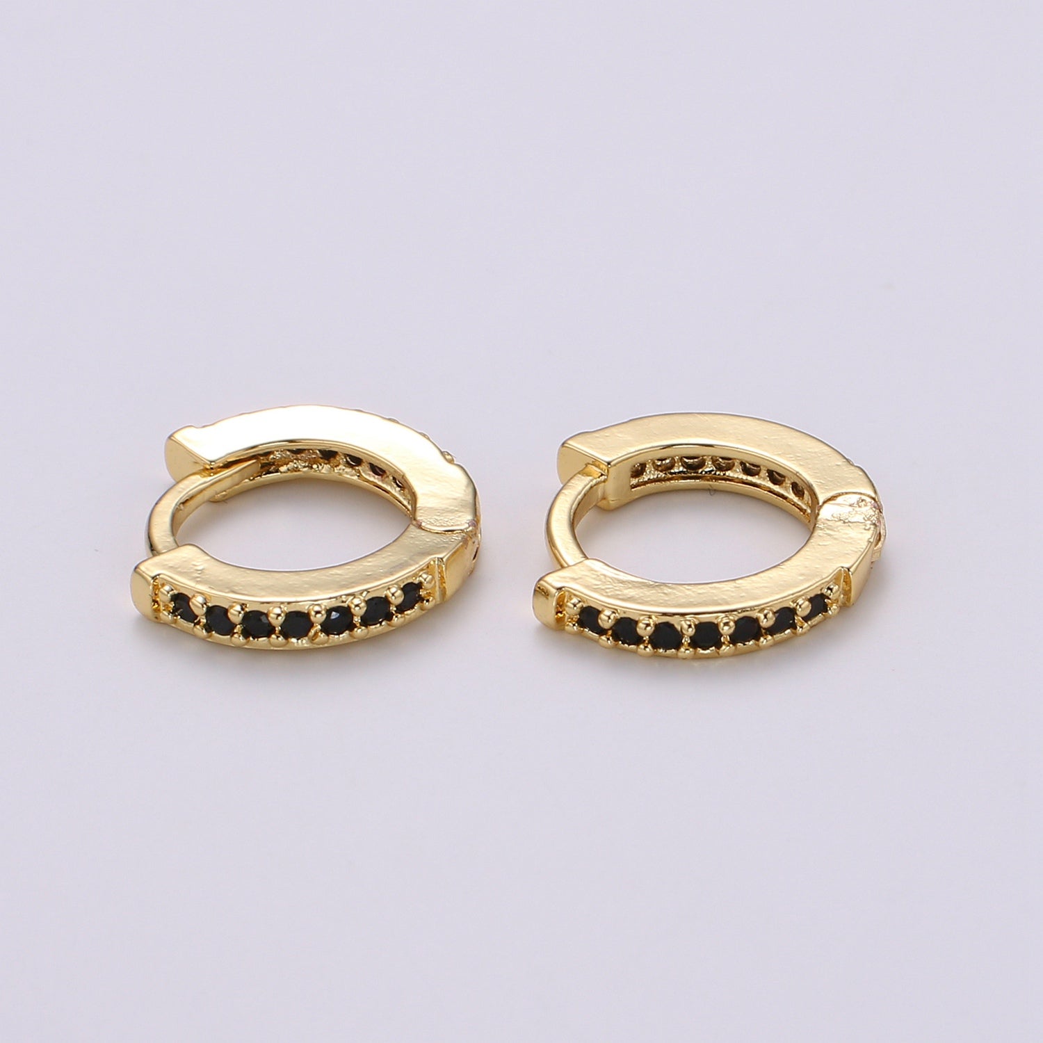 1 pair Minimalist CZ Huggie Hoops in Gold 12mm Clicker Hoops Dainty Hoops Earring Simple Lever back Hoop Earrings P022 - DLUXCA