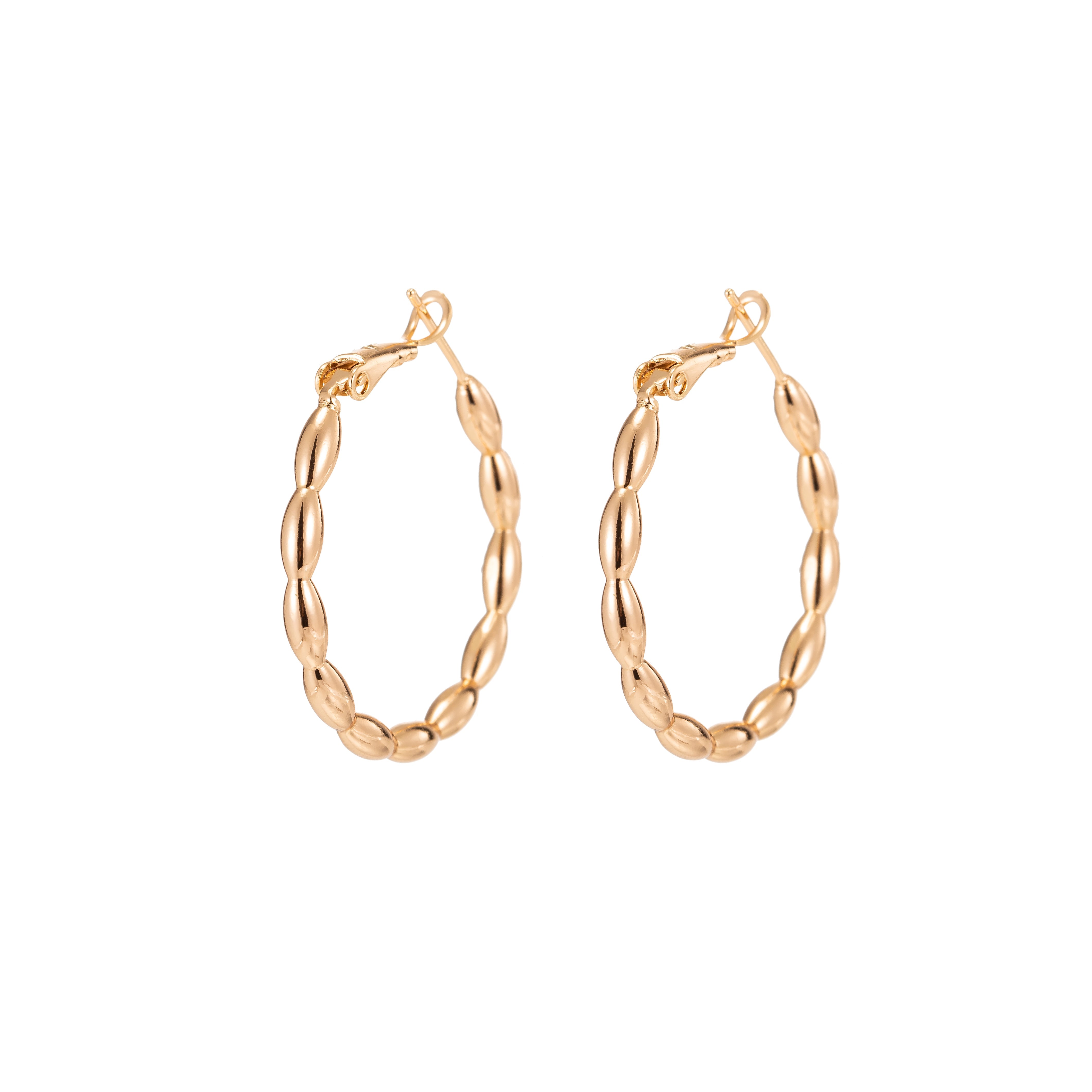 1pair Mini Oval Braids Huggies Earrings, Tiny Plain Gold Filled Geometric Formal/Casual Daily Wear Earring Jewelry P034 - DLUXCA