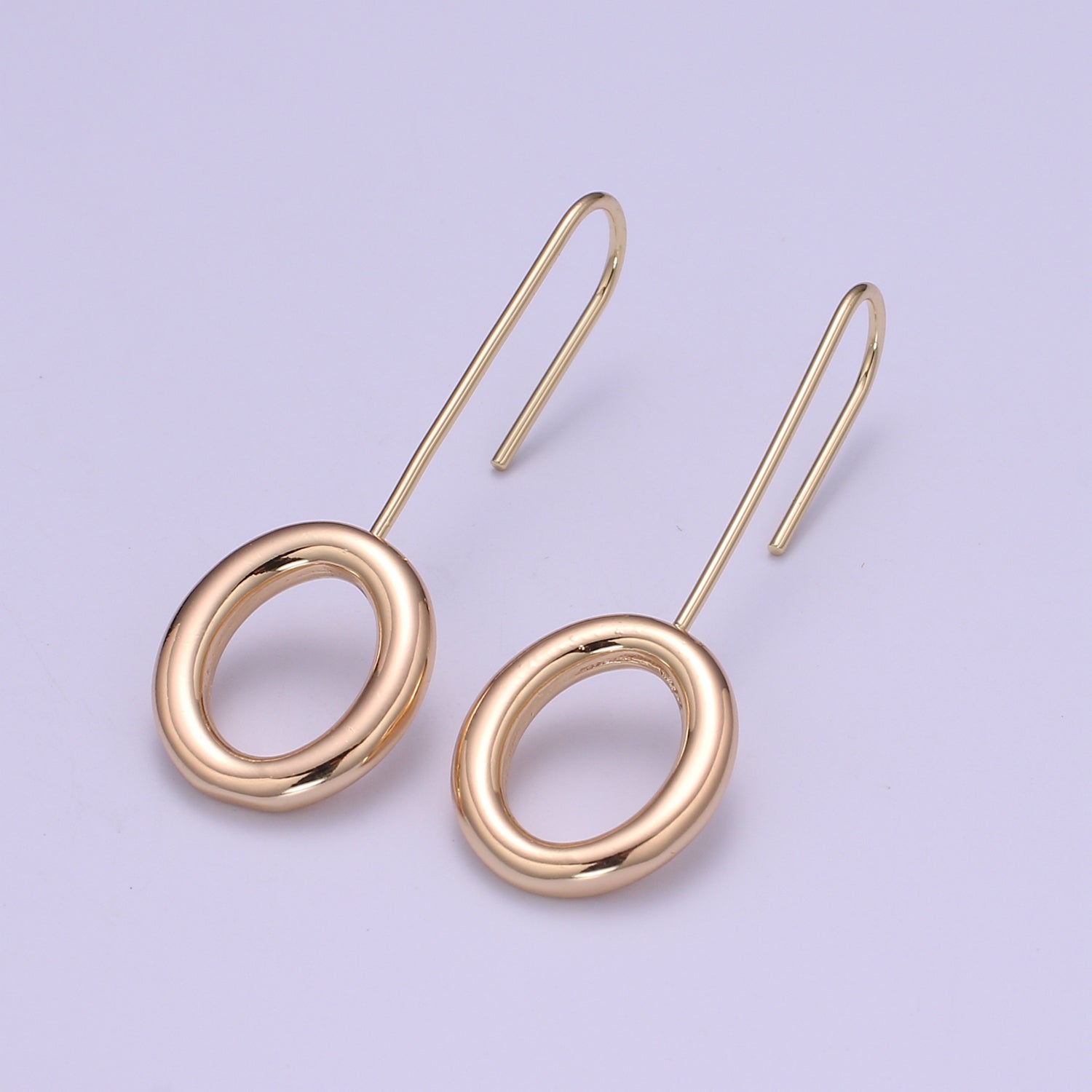 1 pair Light Gold Earring Hooks - 18K Gold filled OVAL Ear Wires - Gold Ear Hook - Jewelry Findings for Minimalist jewelry gift Inactive - DLUXCA