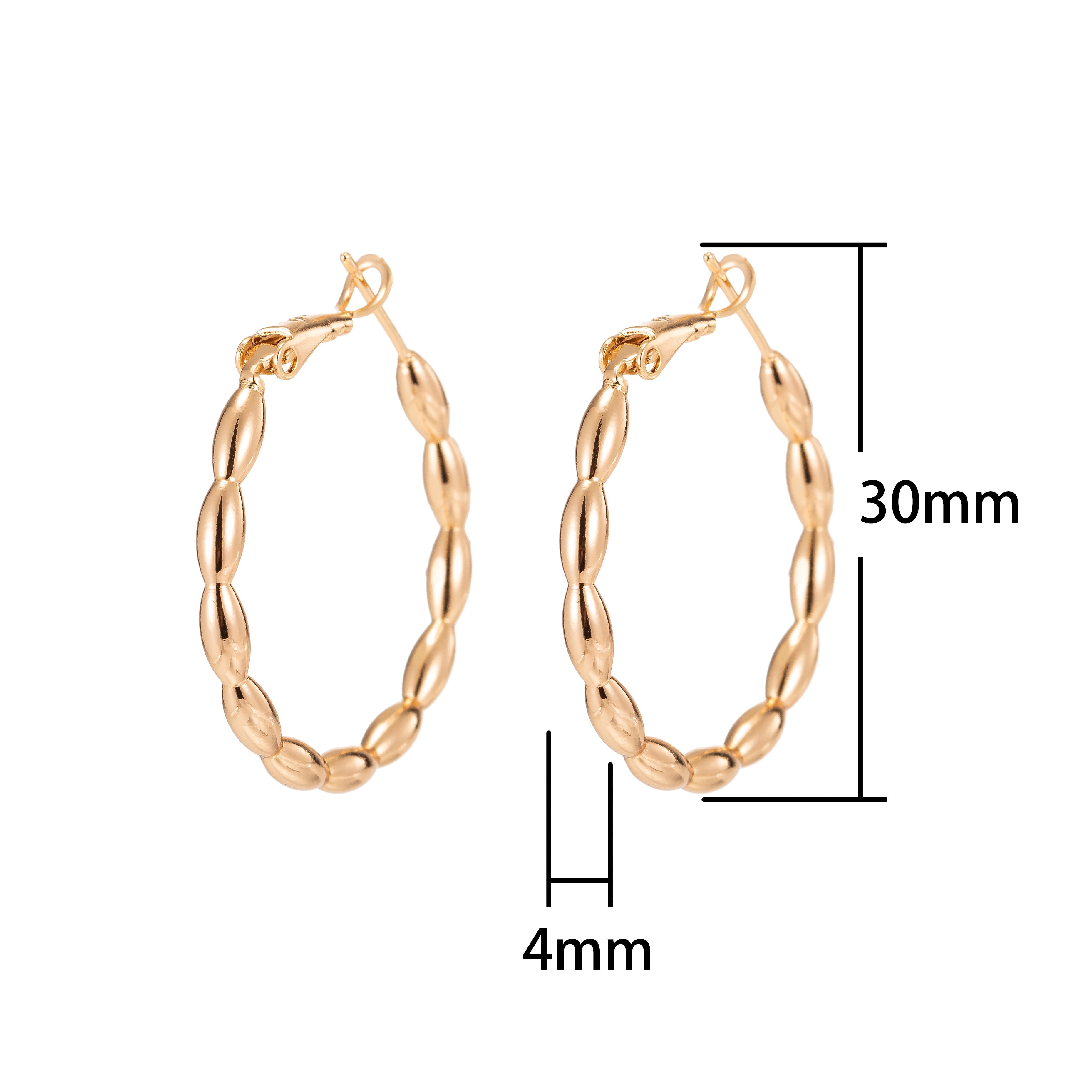 1pair Mini Oval Braids Huggies Earrings, Tiny Plain Gold Filled Geometric Formal/Casual Daily Wear Earring Jewelry P034 - DLUXCA
