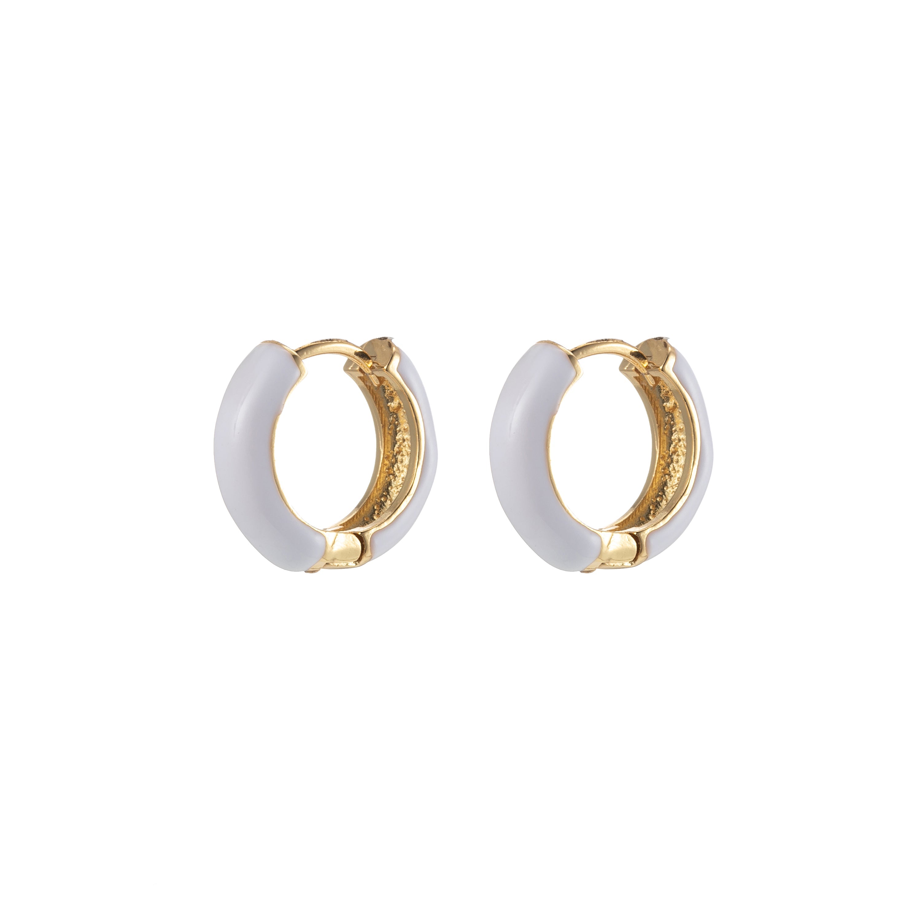 14mm Huggie Earring Colorful Neon Enamel Gold Multi Color Small Hoops Y2K Jewelry - DLUXCA