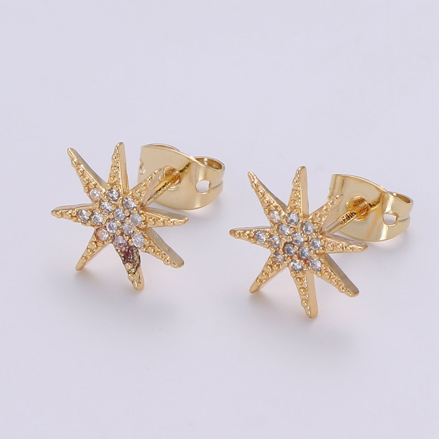 Dainty North Star Stud Earring Cubic Zirconia Celestial Inspired for Minimalist Jewelry - DLUXCA