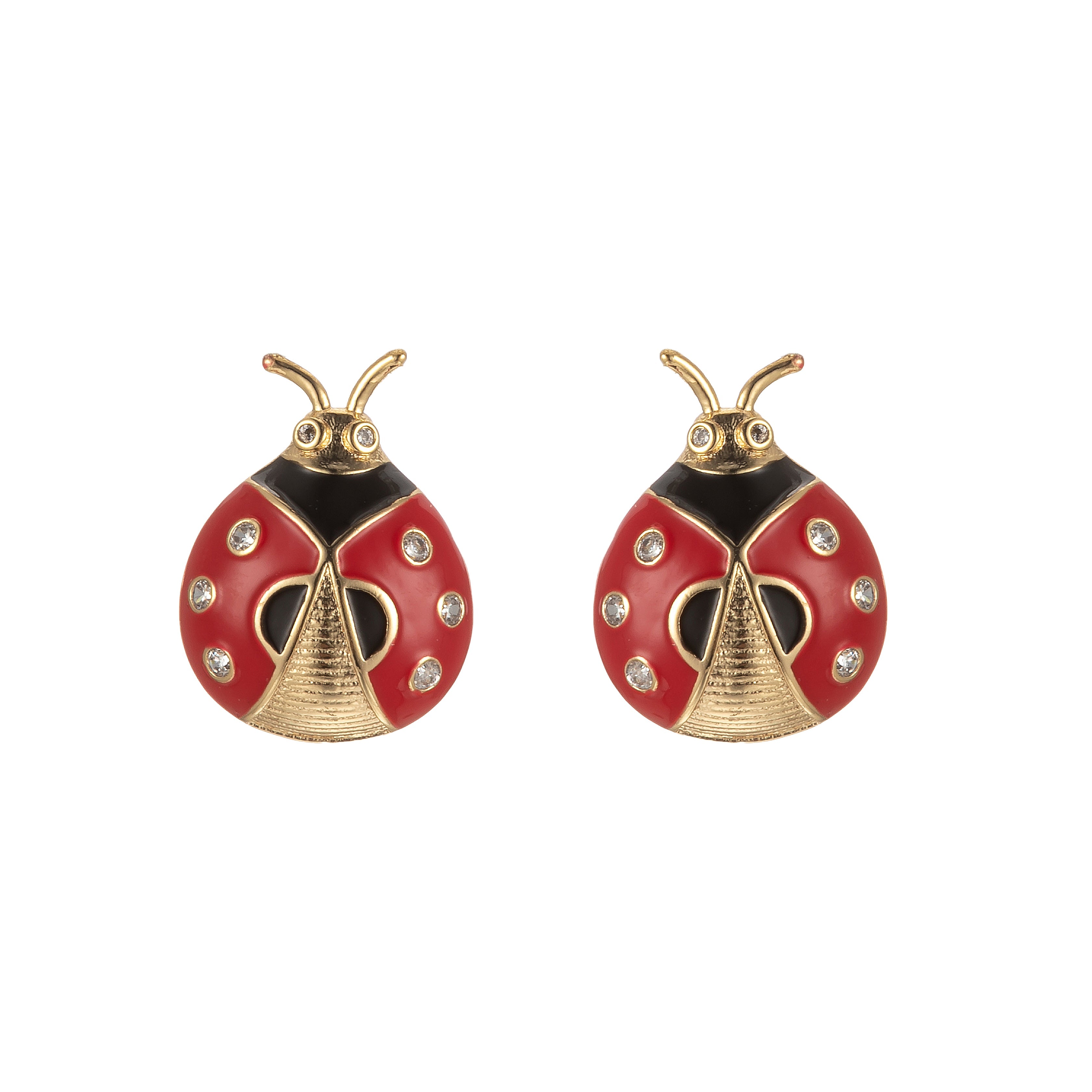 1pair Tiny Cute Ladybug Stud Earrings CZ Mini Animal Bug Nature Casual Daily Wear Earring Jewelry P153 - DLUXCA